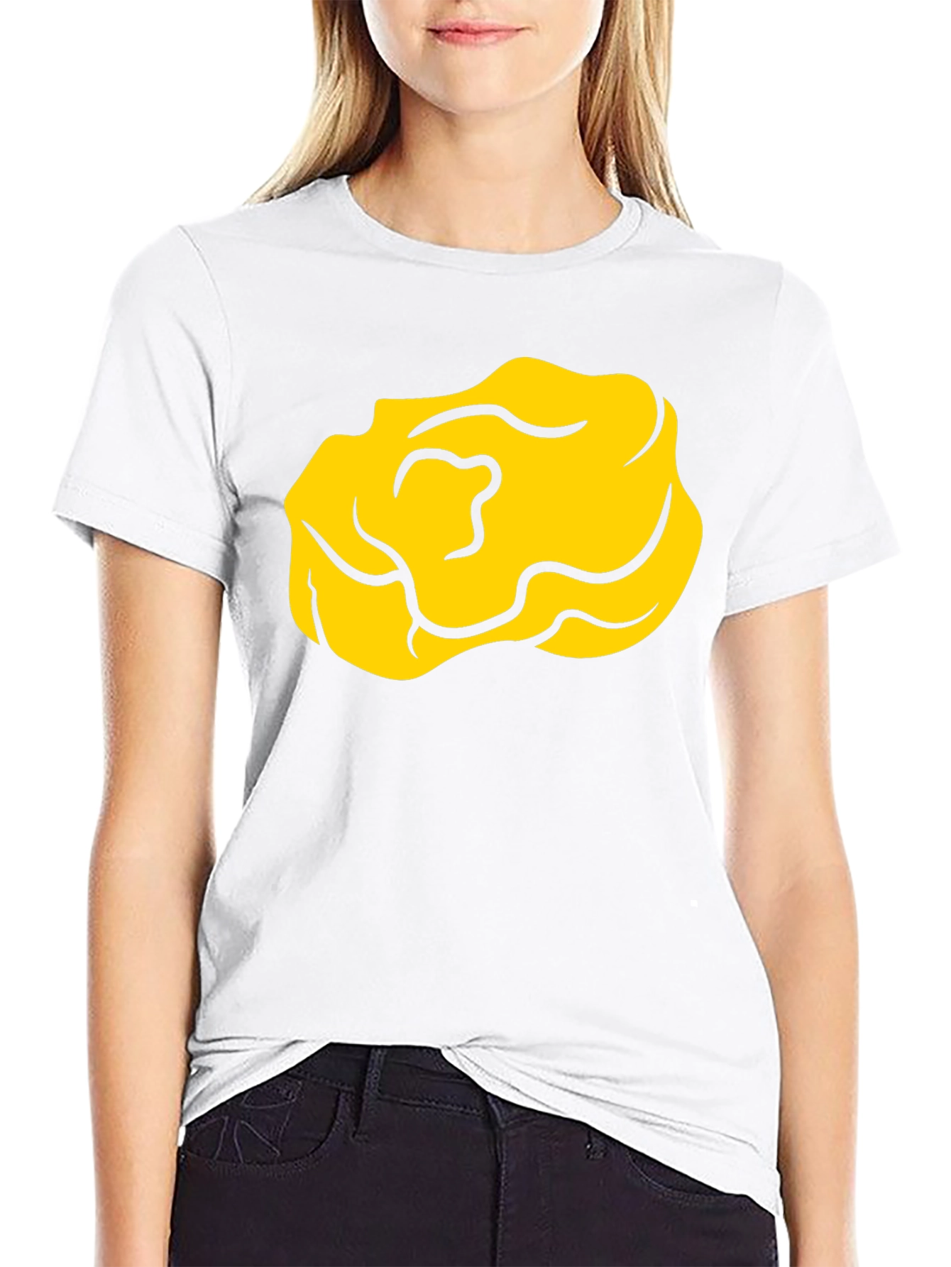 Cartoon Yellow Nugget Black T-Shirt