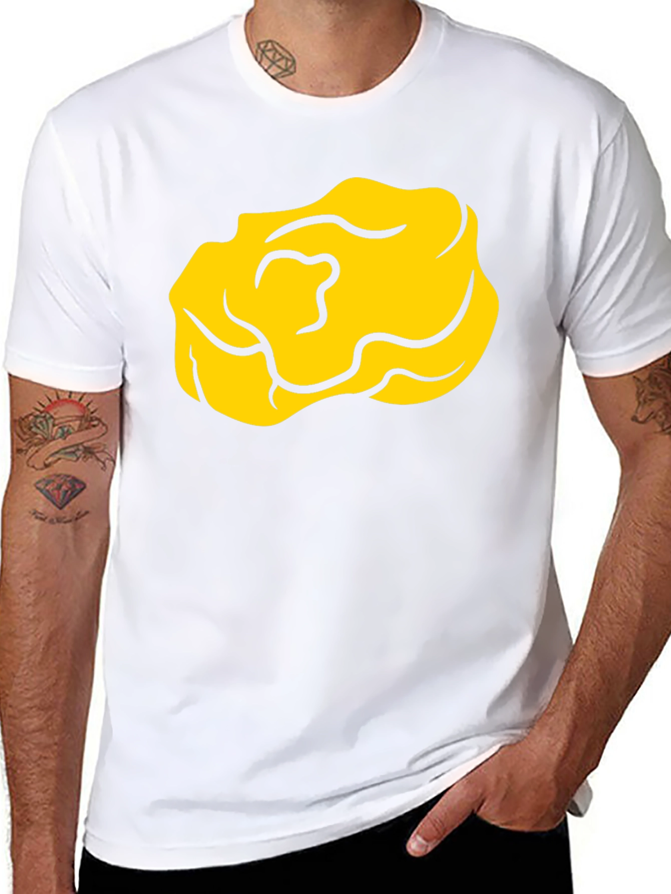 Cartoon Yellow Nugget Black T-Shirt
