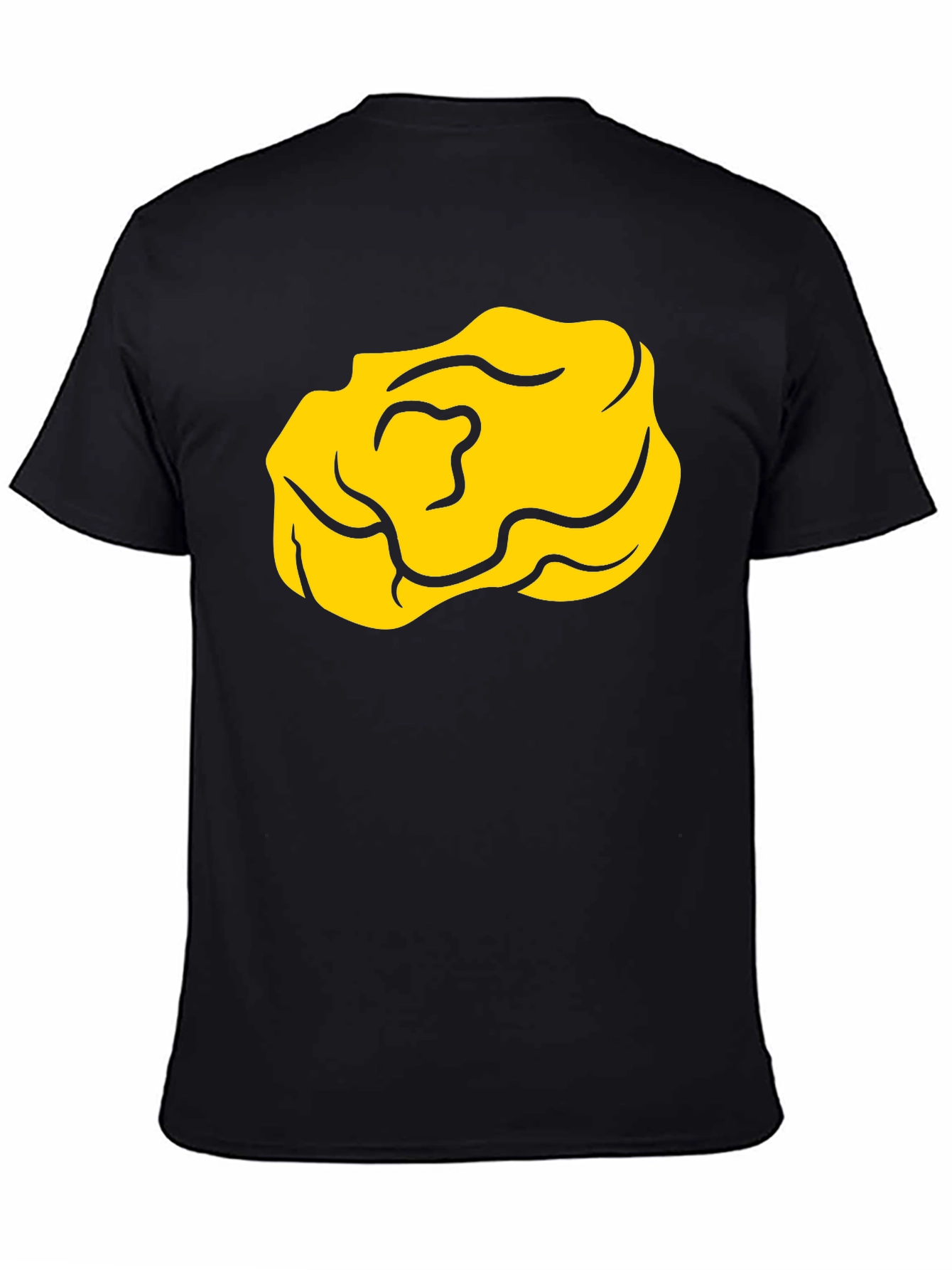 Cartoon Yellow Nugget Black T-Shirt
