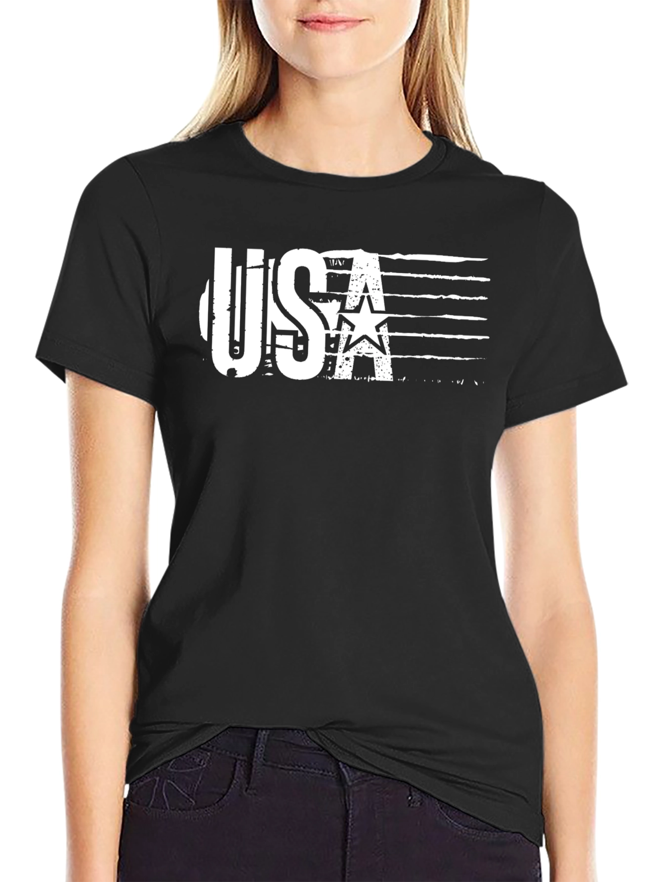 USA Patriotic Graphic Tee - Black
