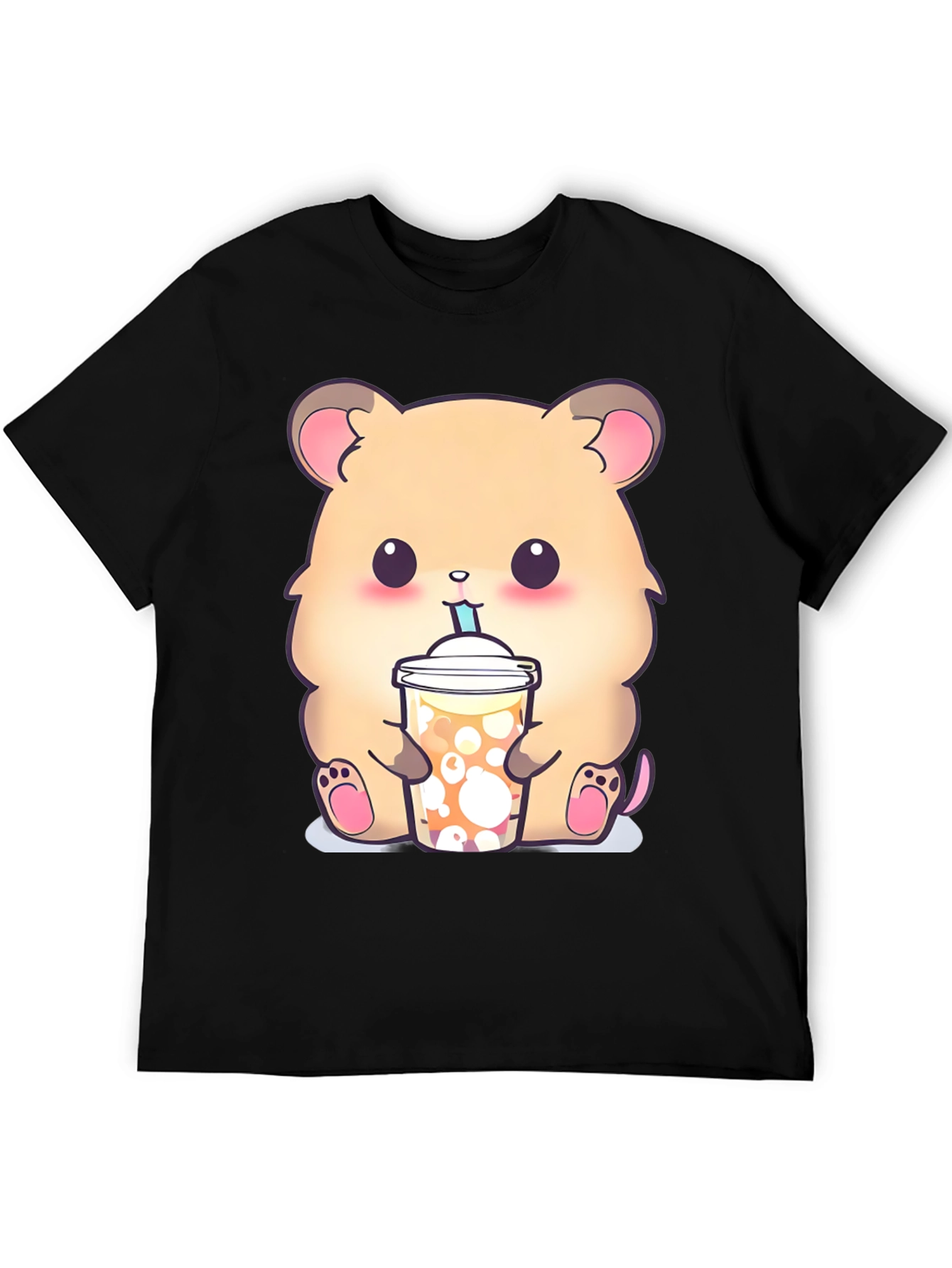 Cute Hamster Boba Tea Graphic T-Shirt