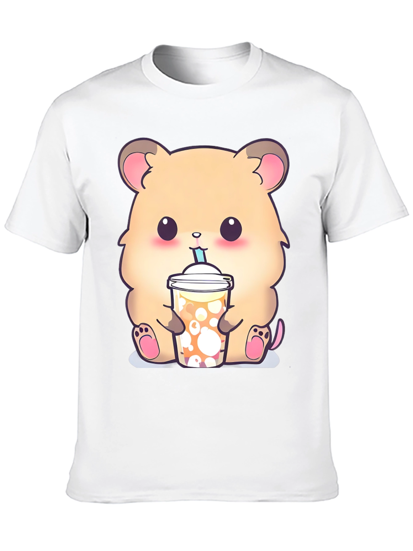 Cute Hamster Boba Tea Graphic T-Shirt