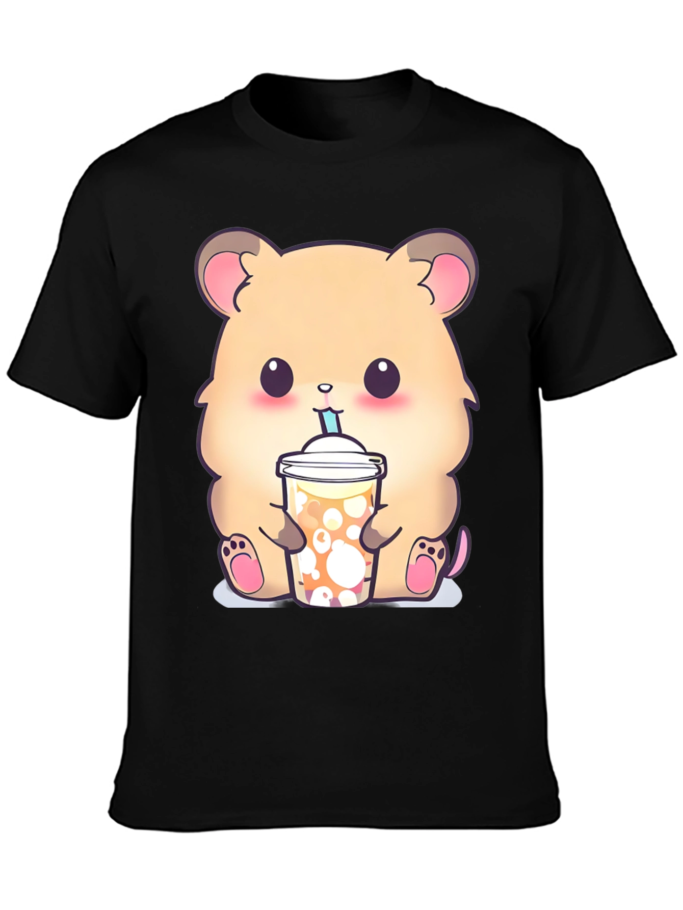 Cute Hamster Boba Tea Graphic T-Shirt