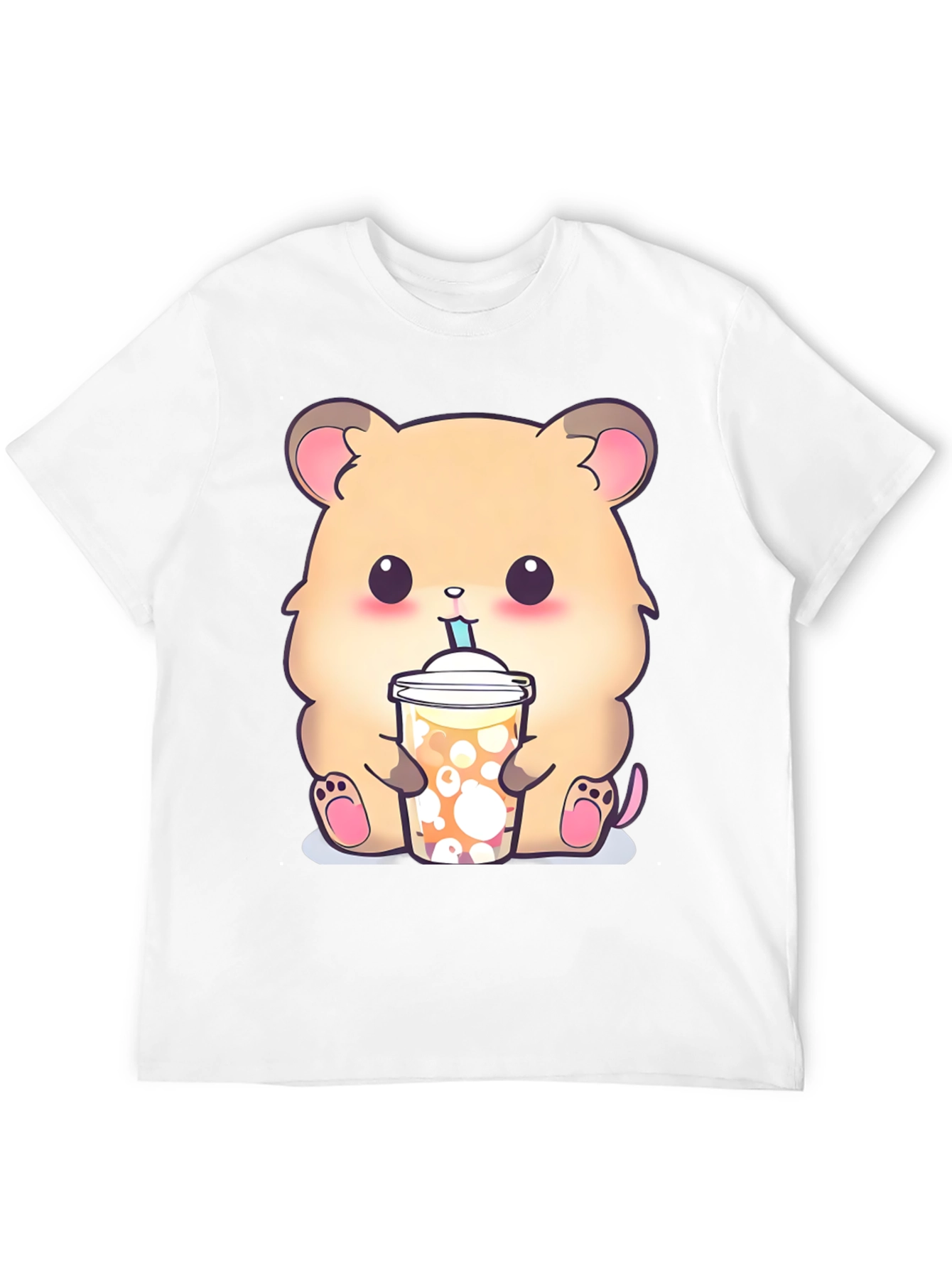 Cute Hamster Boba Tea Graphic T-Shirt