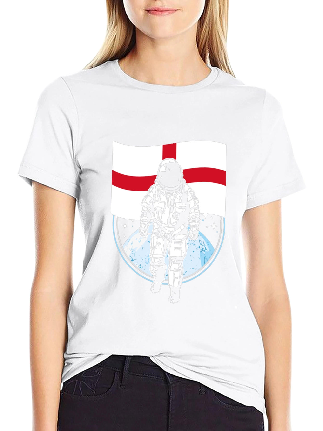 England Flag Astronaut Graphic T-Shirt