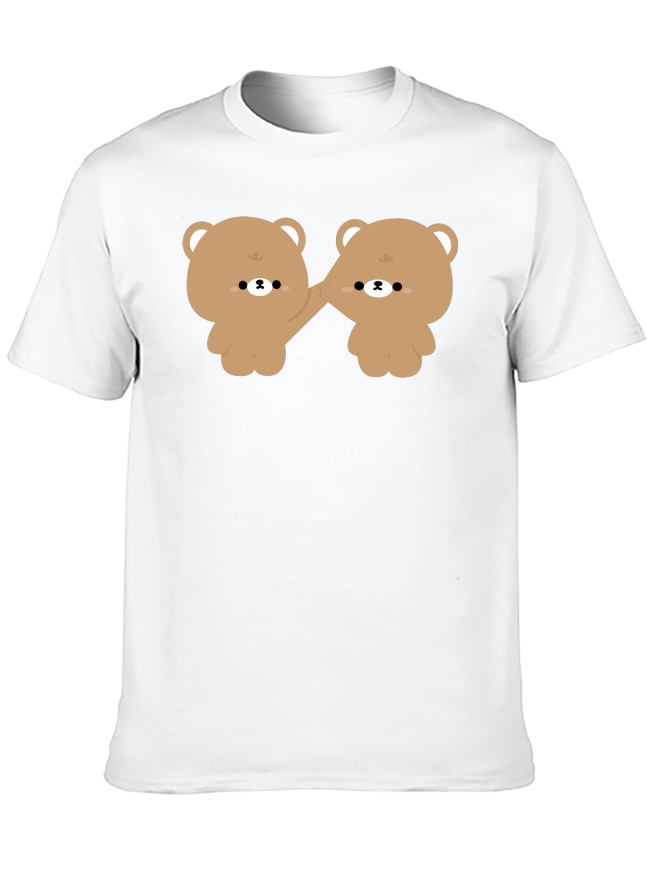 Cute Bears Holding Hands Black T-Shirt