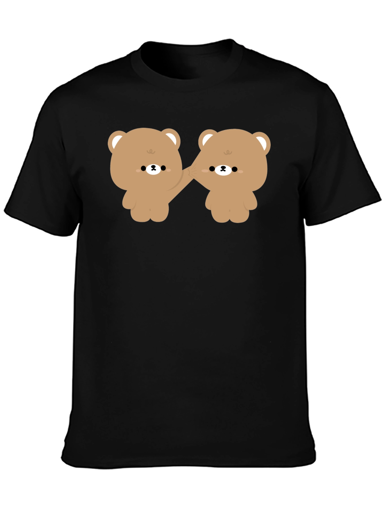 Cute Bears Holding Hands Black T-Shirt