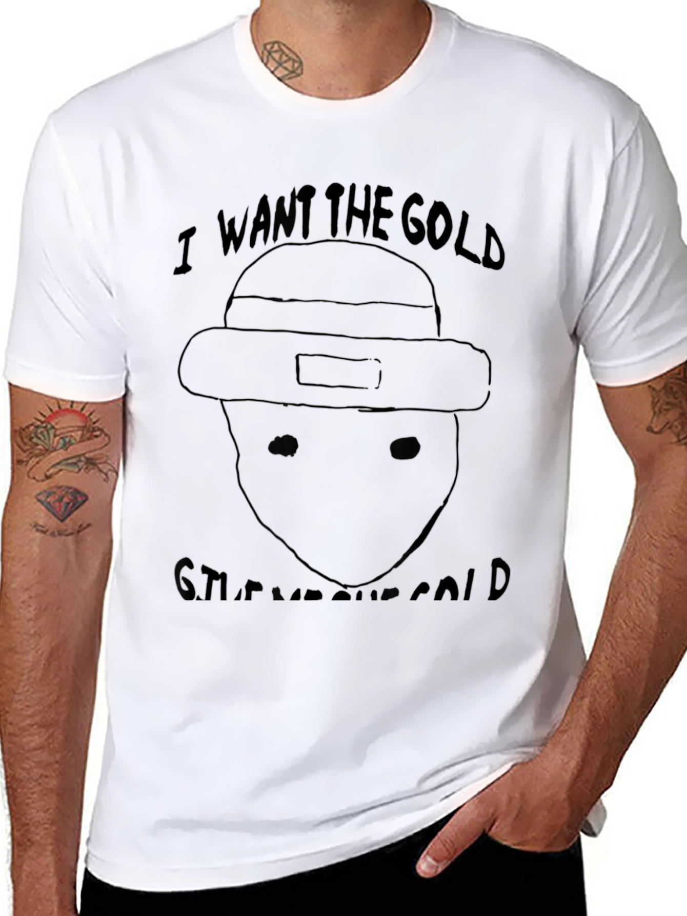I Want the Gold Funny Graphic Black T-Shirt