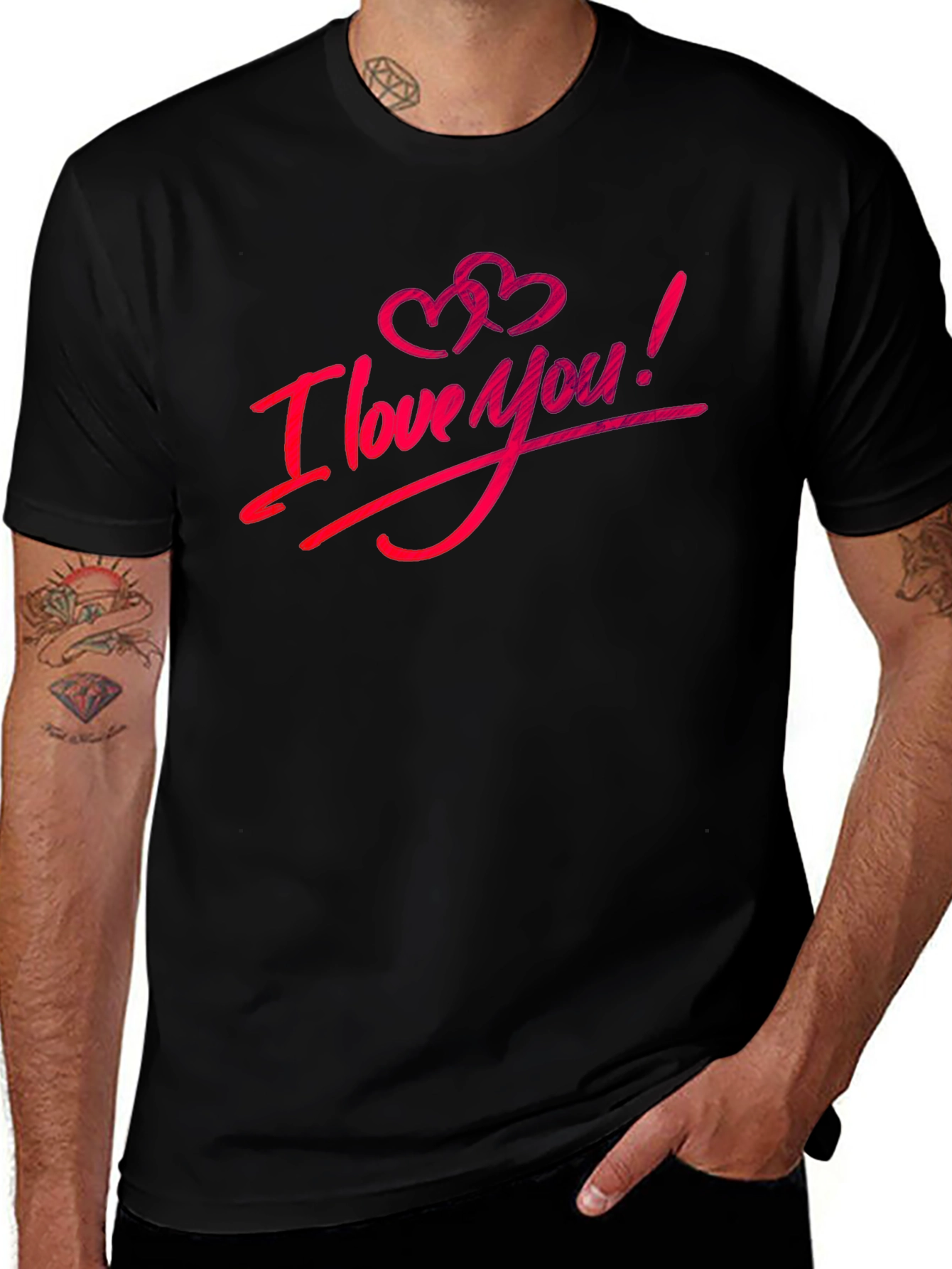 I Love You Black T-Shirt: Romantic Graphic Tee