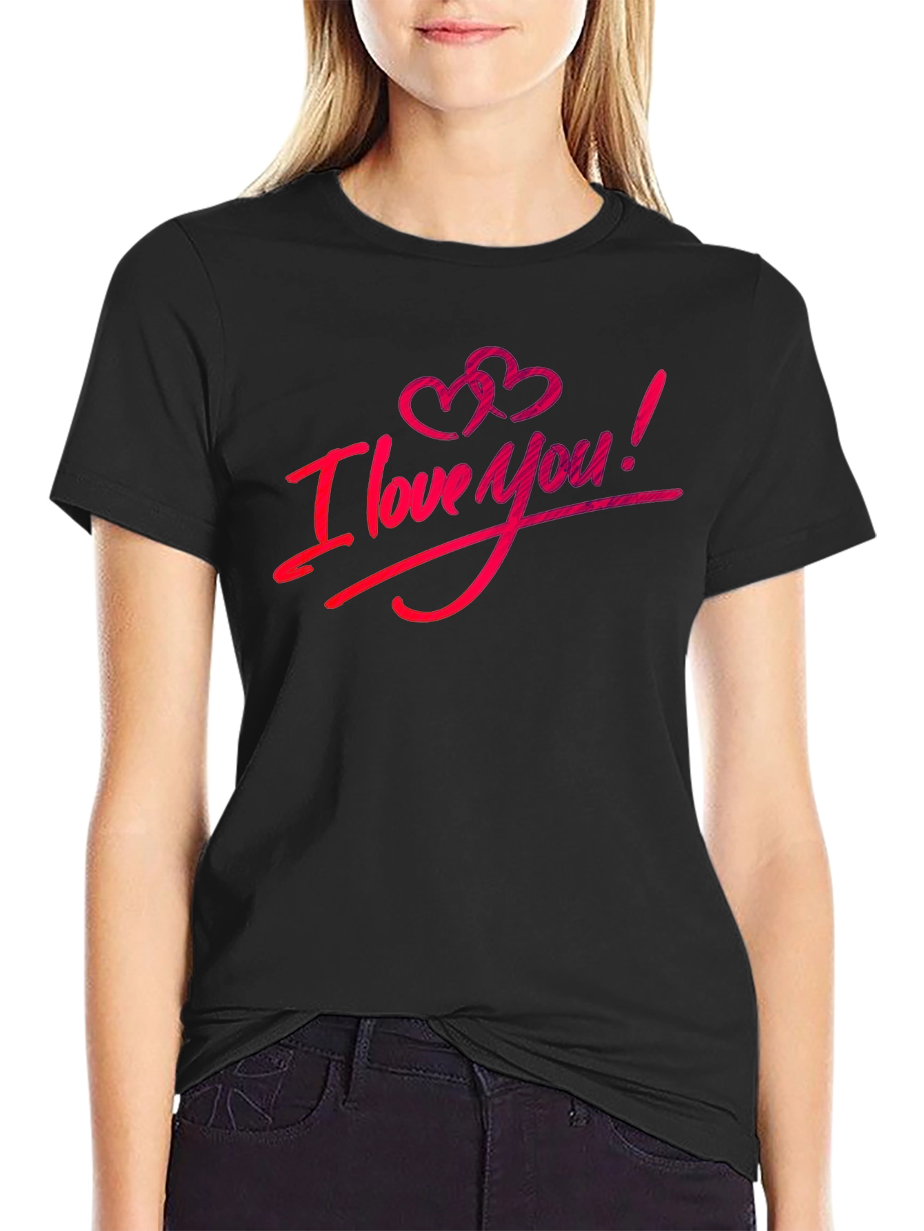 I Love You Black T-Shirt: Romantic Graphic Tee