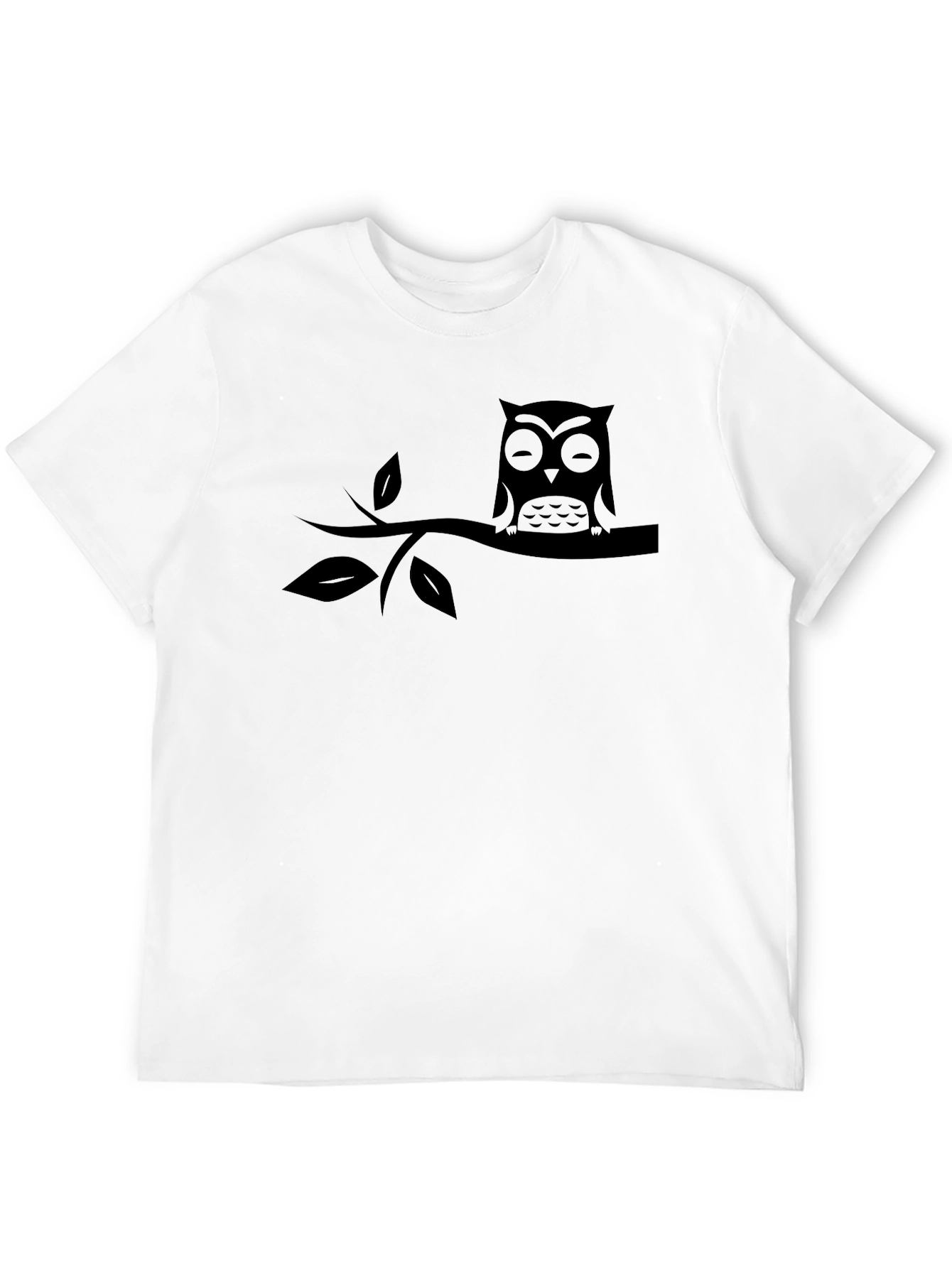 Mens Black Owl on Branch Graphic T-Shirt