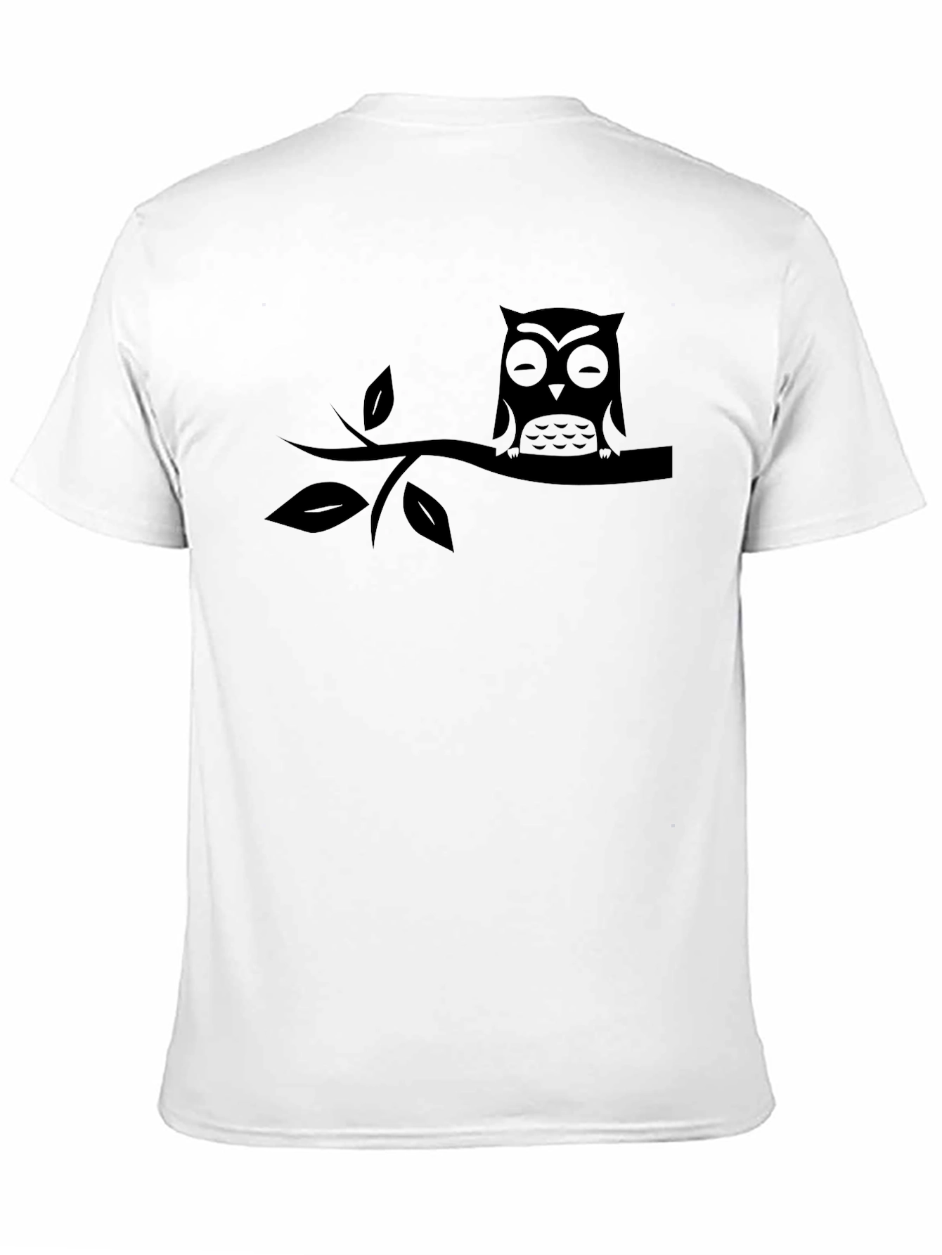 Mens Black Owl on Branch Graphic T-Shirt