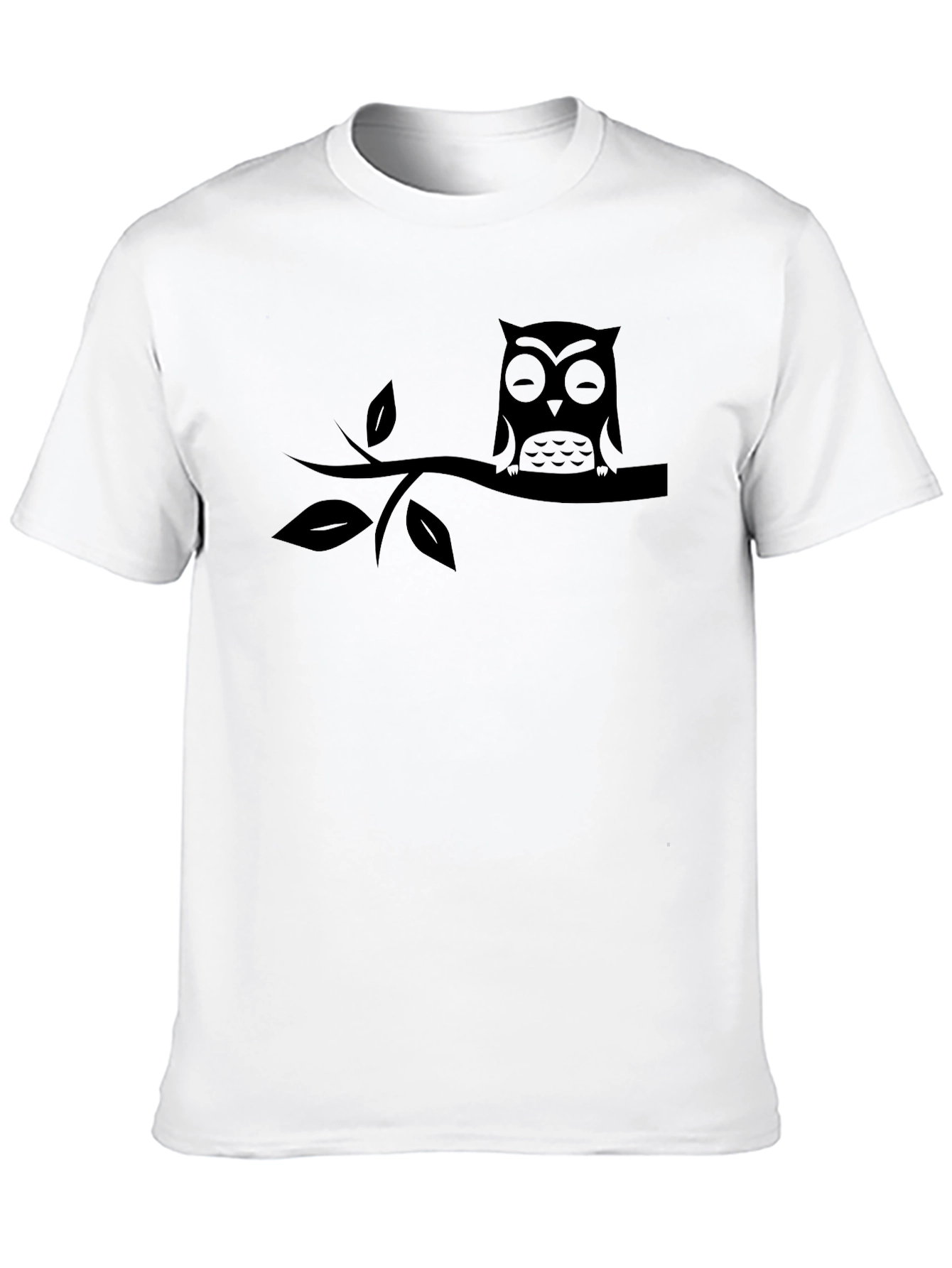Mens Black Owl on Branch Graphic T-Shirt