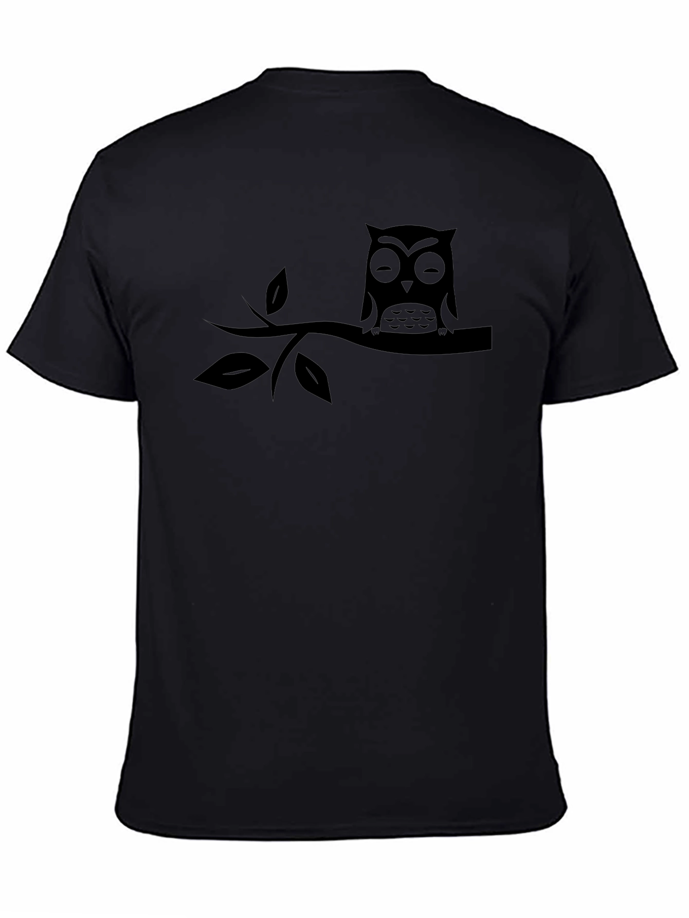 Mens Black Owl on Branch Graphic T-Shirt