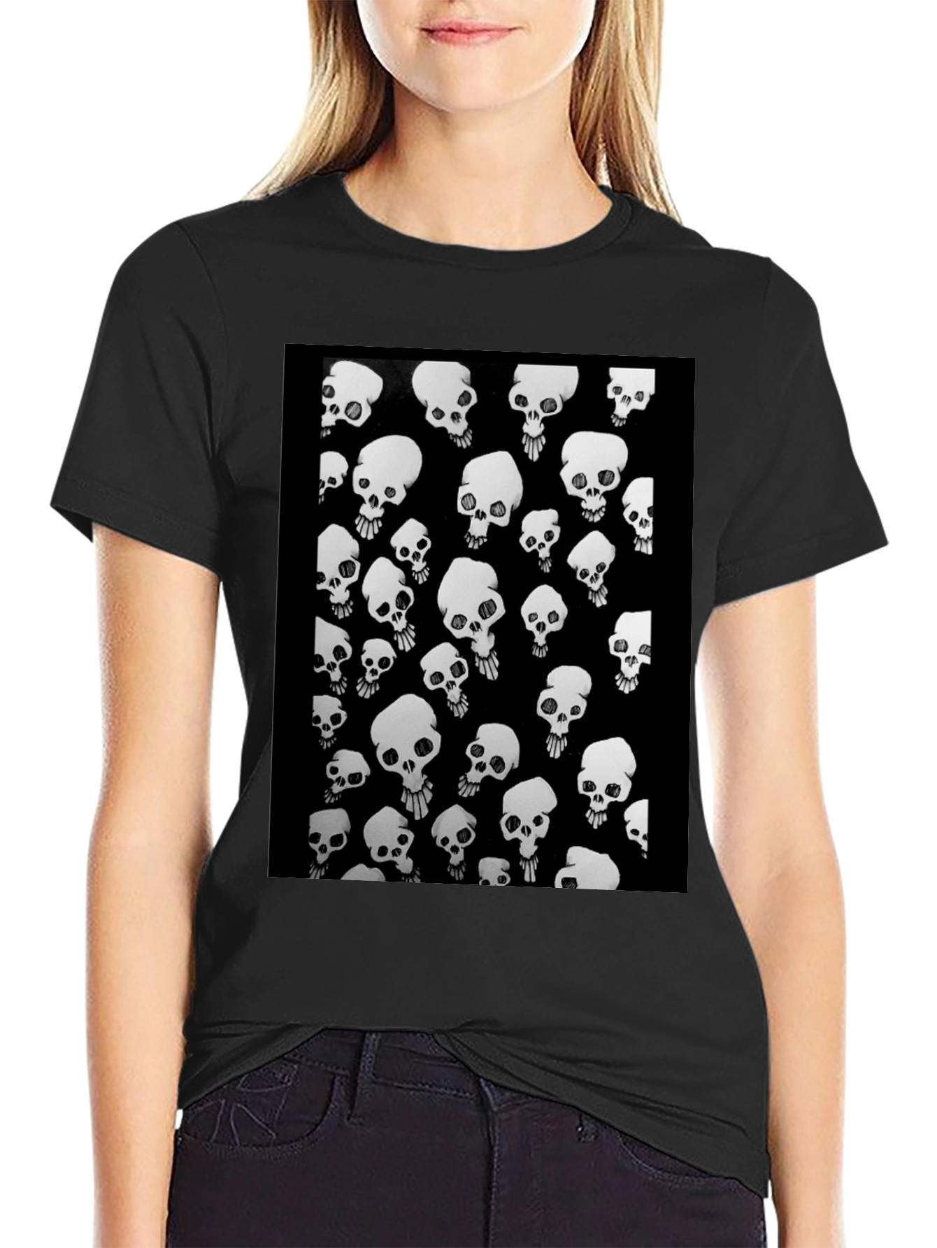Skull Pattern Black T-Shirt