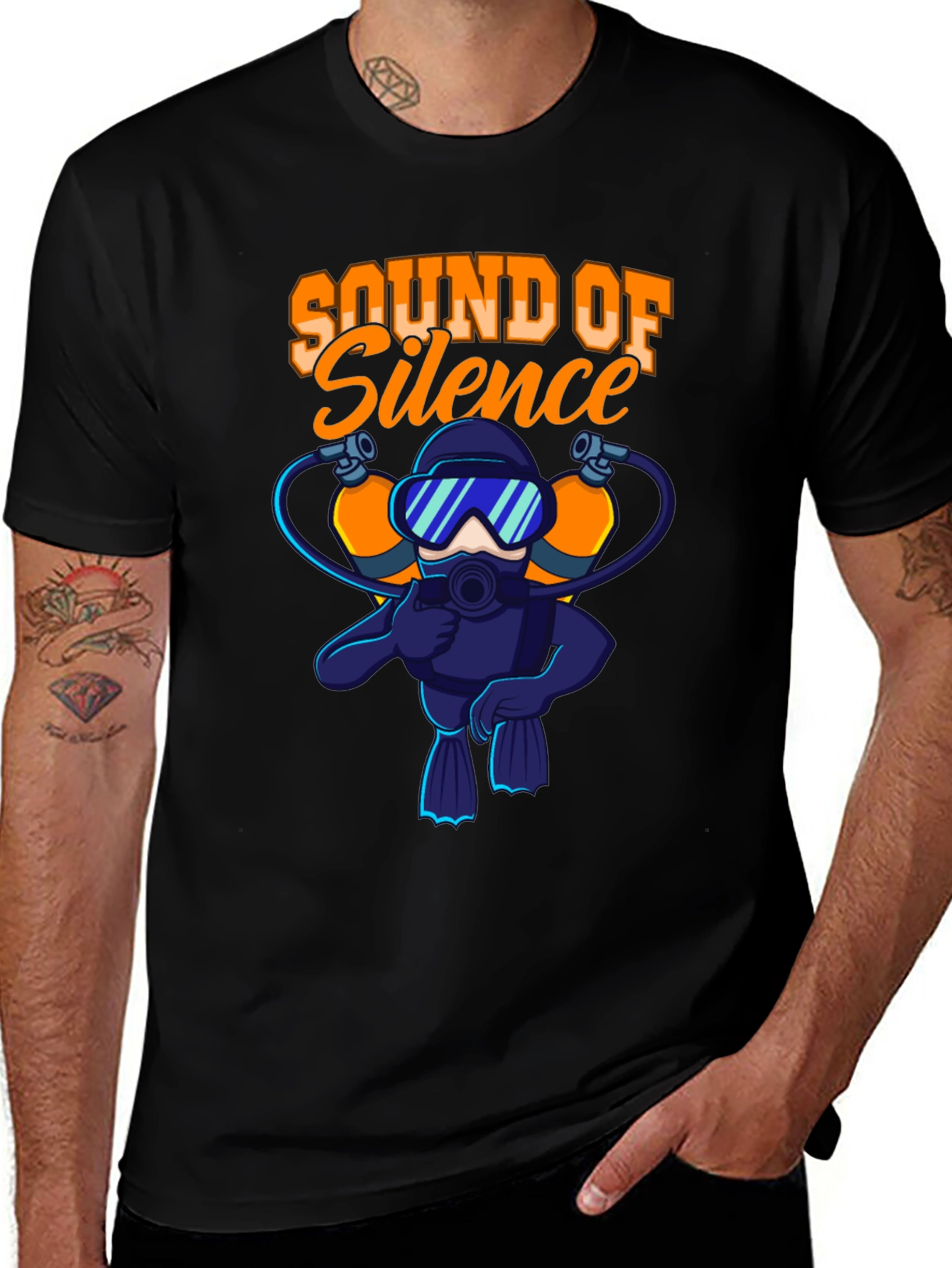 Sound of Silence Scuba Diver Black T-Shirt