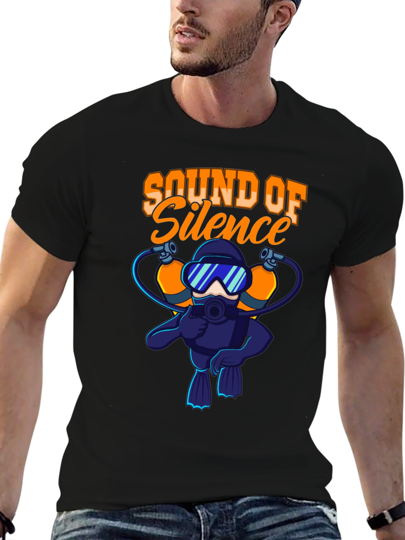 Sound of Silence Scuba Diver Black T-Shirt