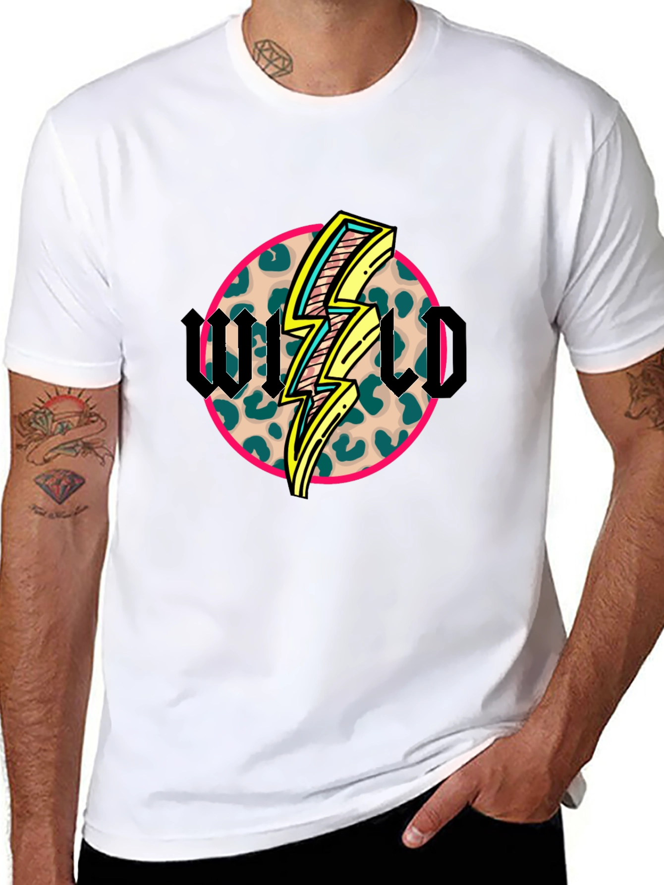 Wild Graphic Tee - Leopard Print Lightning Bolt
