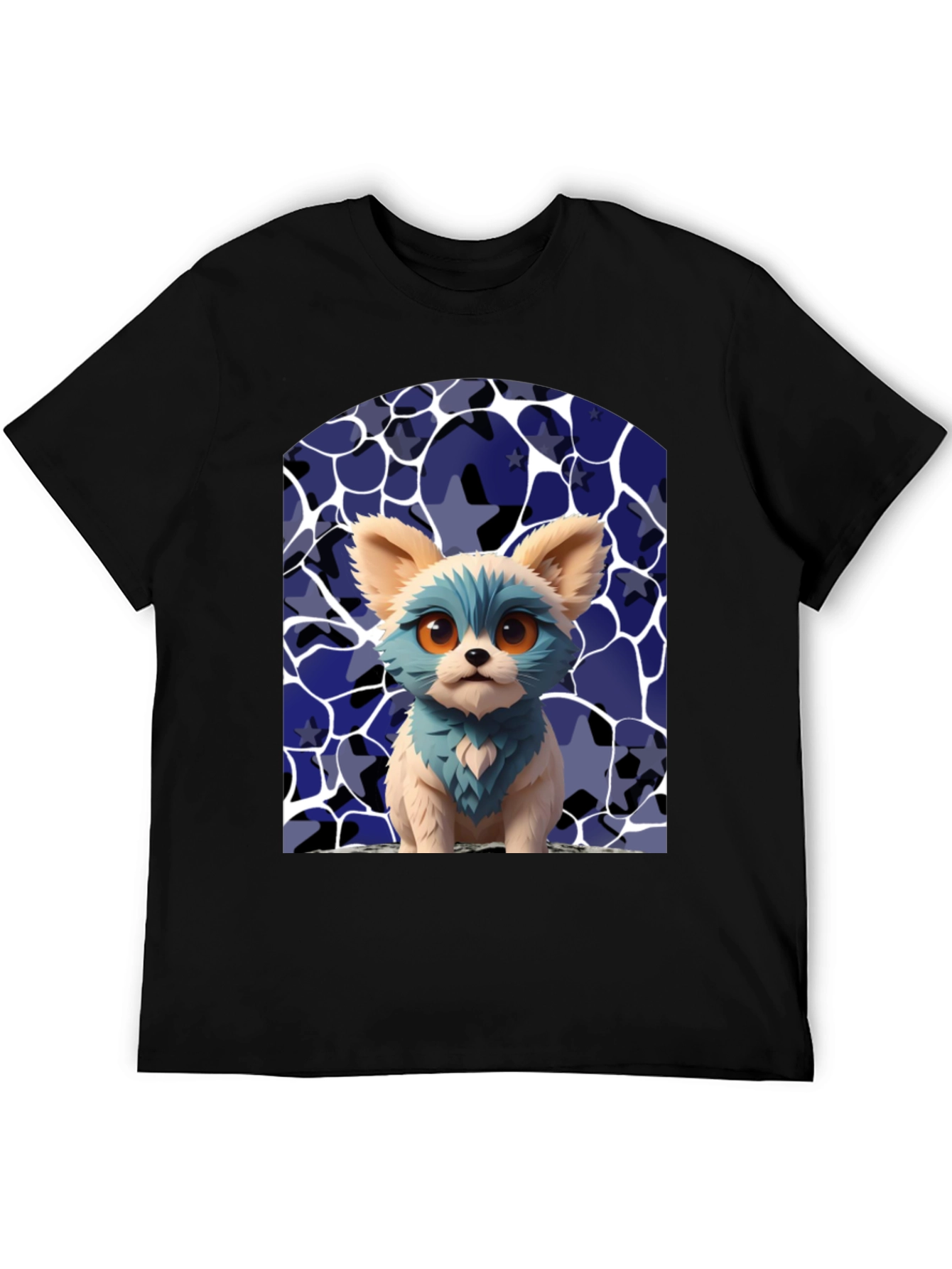 Stylish Black Tee with Cute Puppy Print