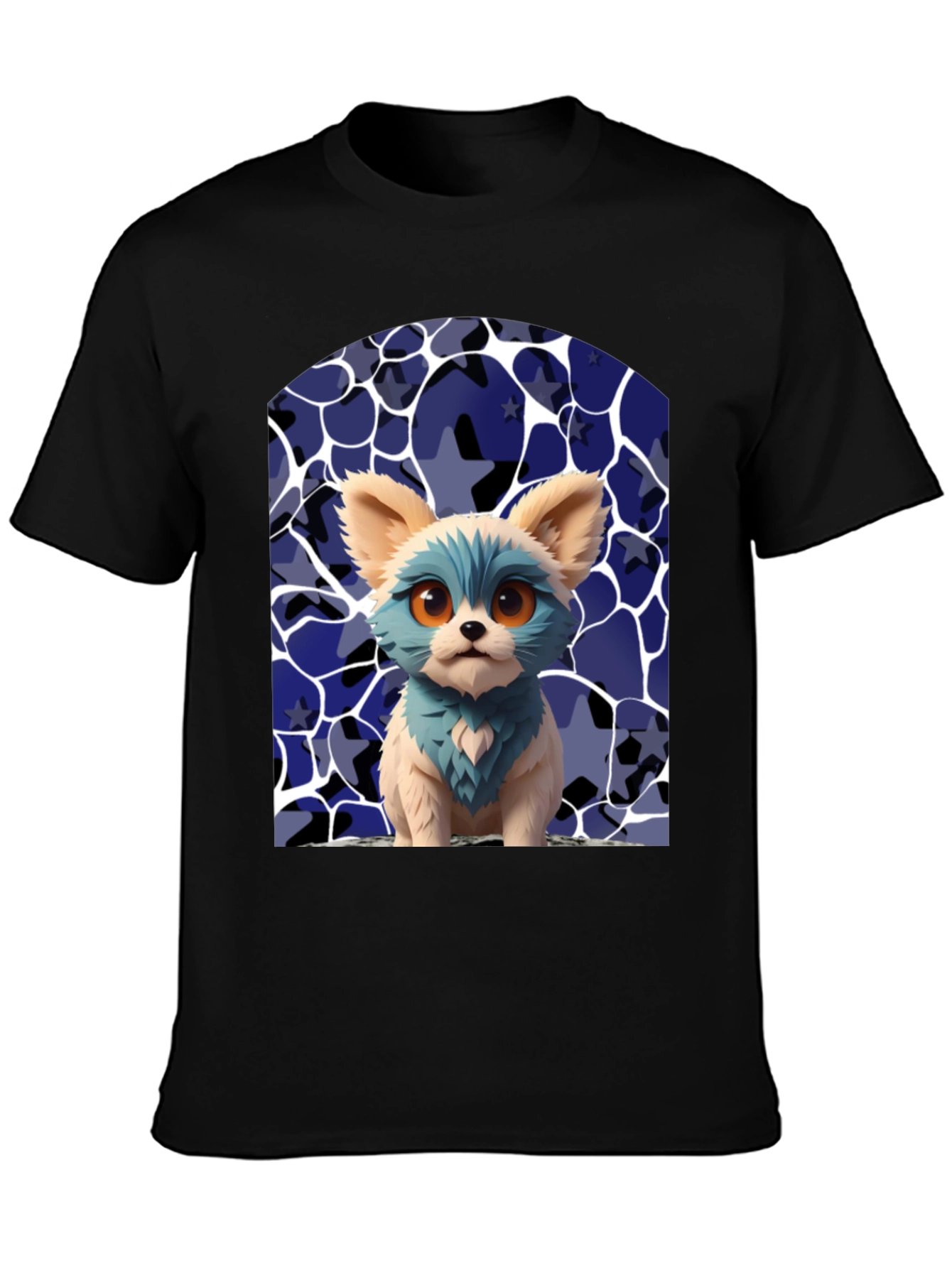 Stylish Black Tee with Cute Puppy Print