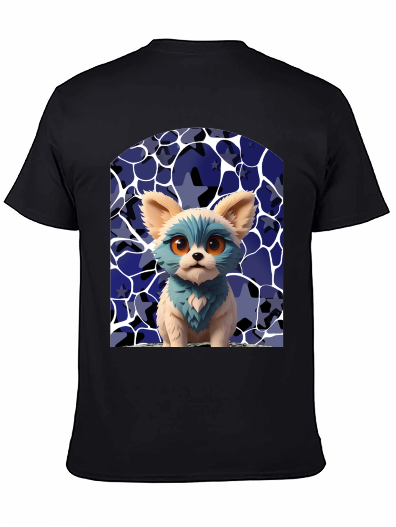 Stylish Black Tee with Cute Puppy Print