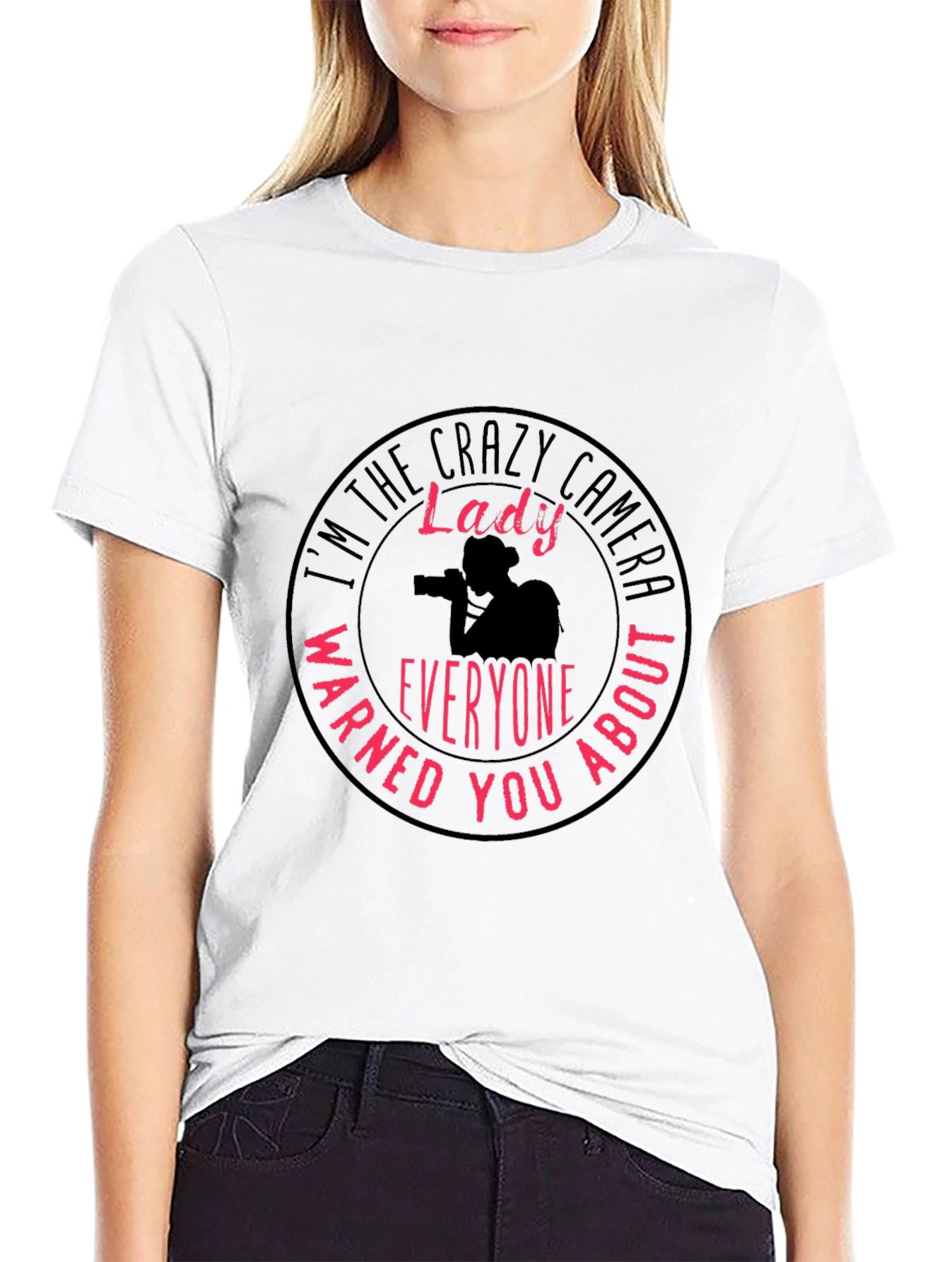 Crazy Camera Lady Black T-Shirt