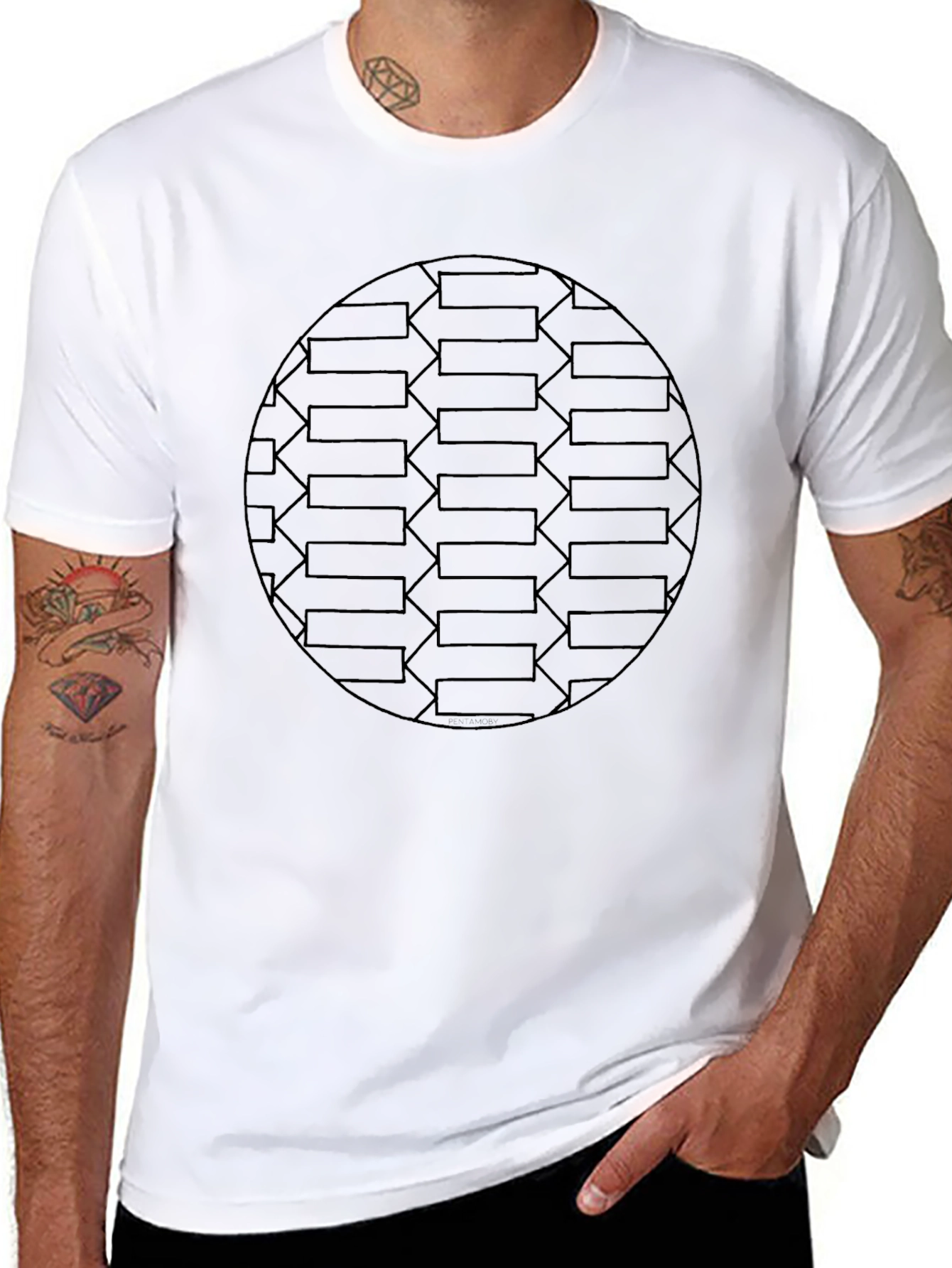 Graphic Print Tee - Circular Arrow Design