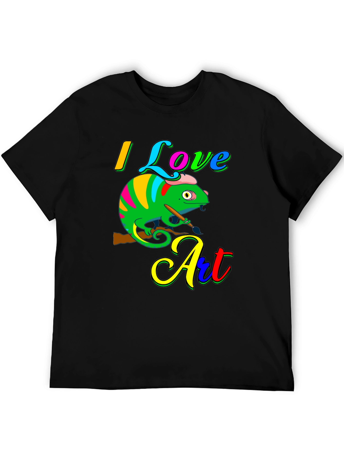 I Love Art Chameleon Graphic Tee - Unique Design