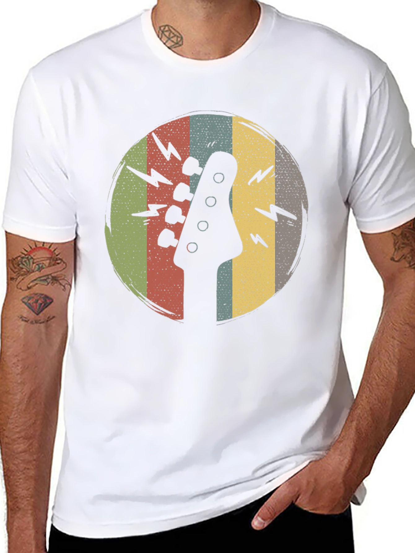 Retro Guitar Headstock Graphic T-Shirt
