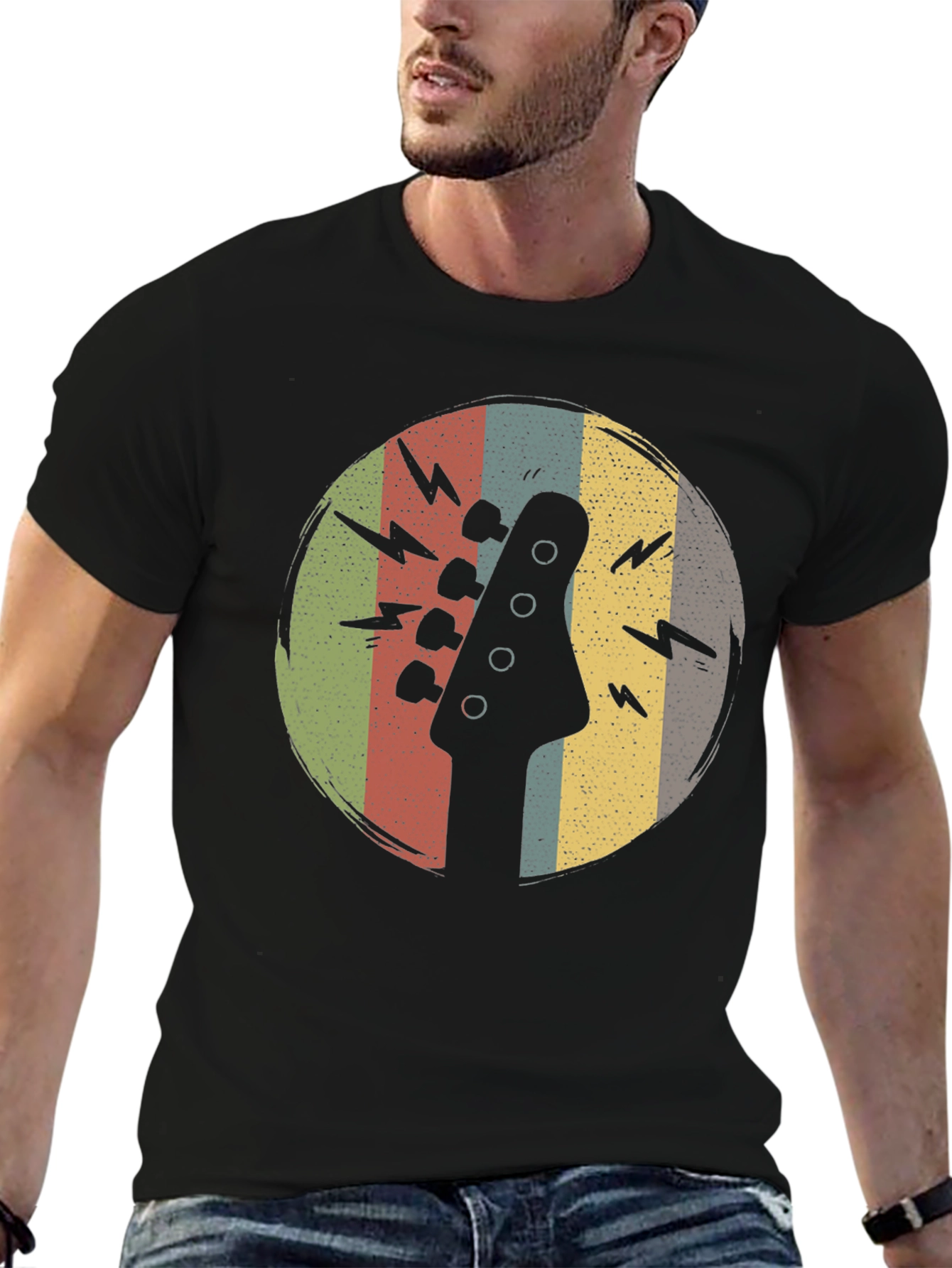 Retro Guitar Headstock Graphic T-Shirt