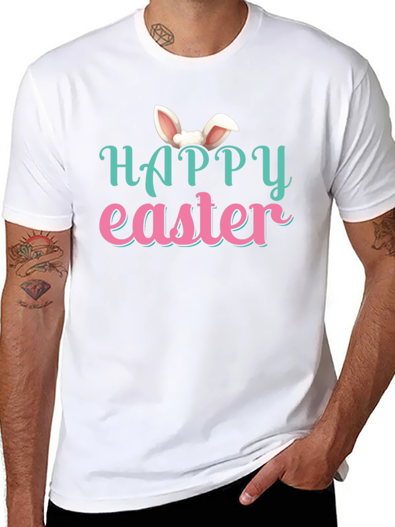 Happy Easter Bunny Ear Graphic T-Shirt