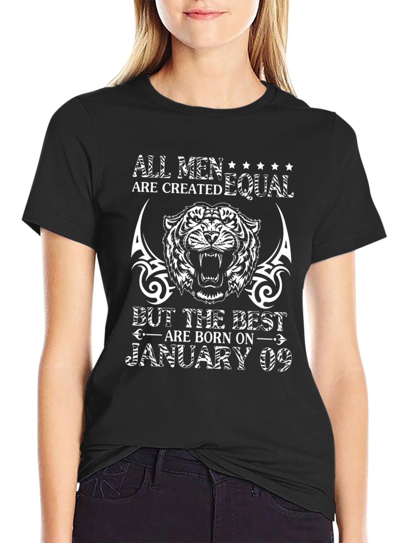 Mens Graphic T-Shirt - January 09 Birthday Tiger Design