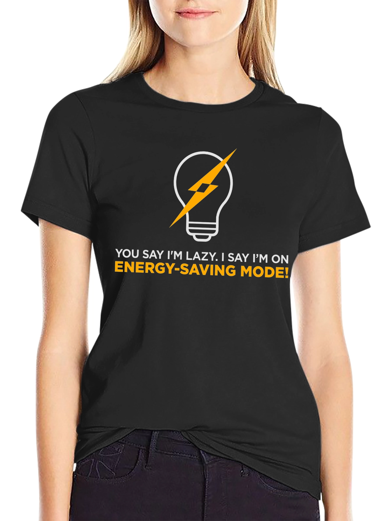 Energy-Saving Mode Graphic Tee - Funny Lazy Joke Shirt