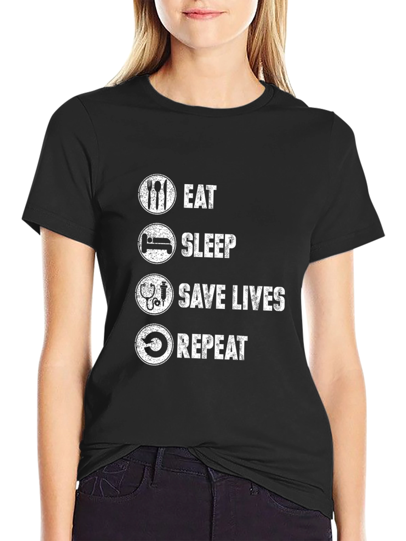 Eat Sleep Save Lives Repeat Graphic Tee