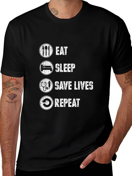 Eat Sleep Save Lives Repeat Graphic Tee