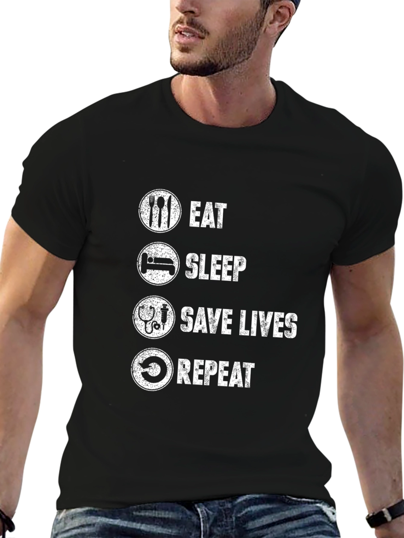 Eat Sleep Save Lives Repeat Graphic Tee