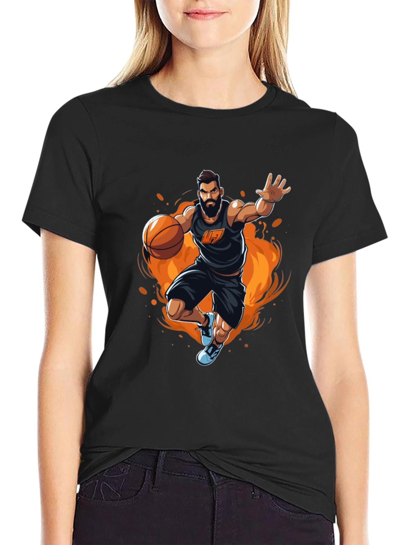 Basketball Player Graphic Tee - Stylish Black Shirt