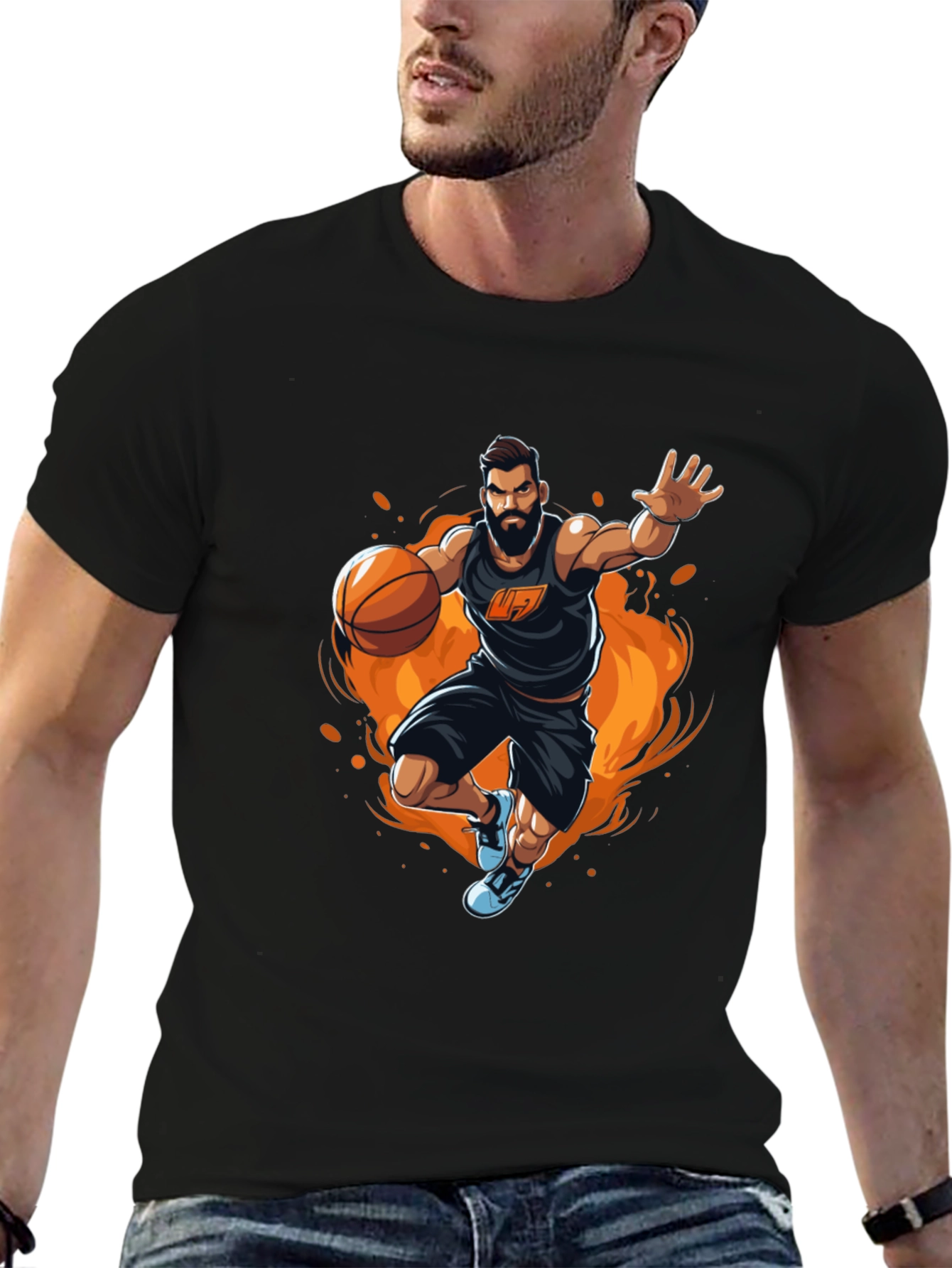 Basketball Player Graphic Tee - Stylish Black Shirt