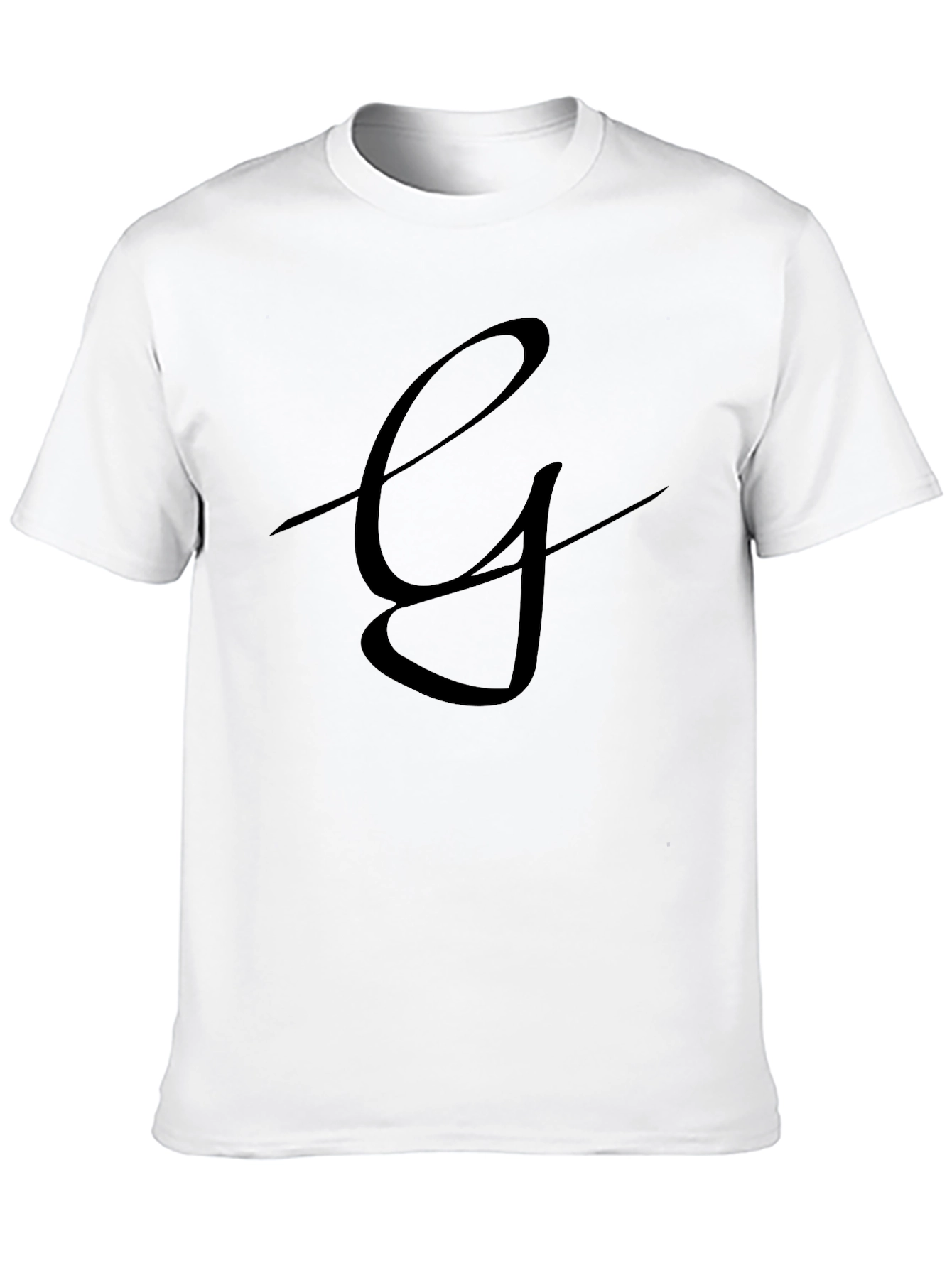 Elegant Script Letter Black T-Shirt