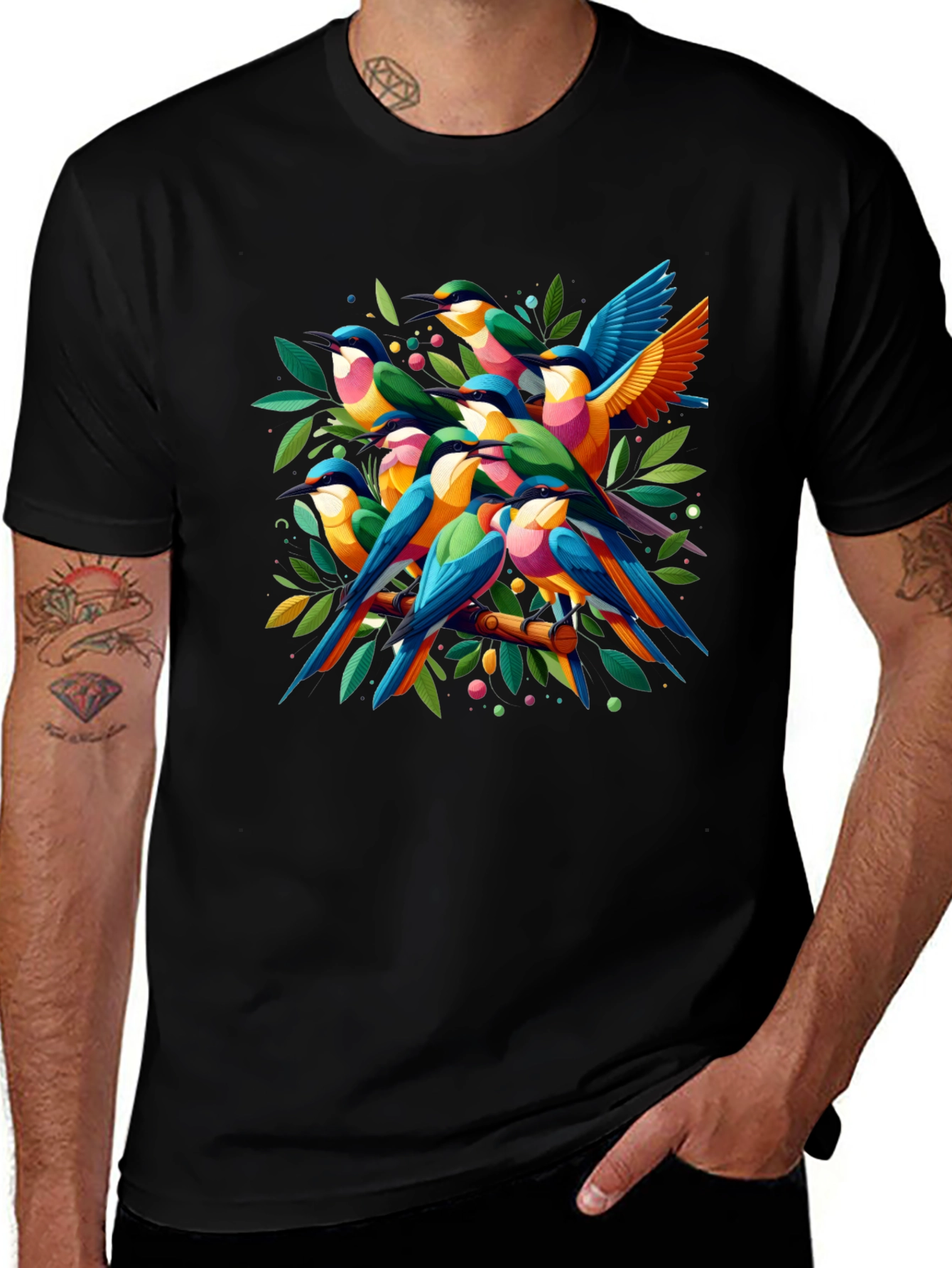 Vibrant Bird Graphic Tee - Nature Lovers T-Shirt