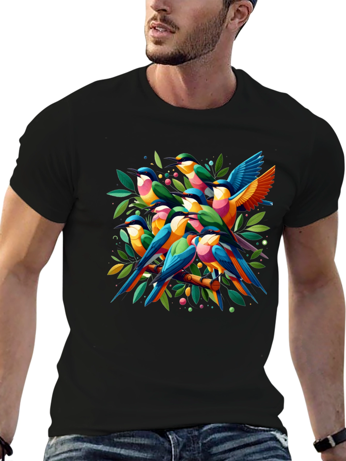 Vibrant Bird Graphic Tee - Nature Lovers T-Shirt