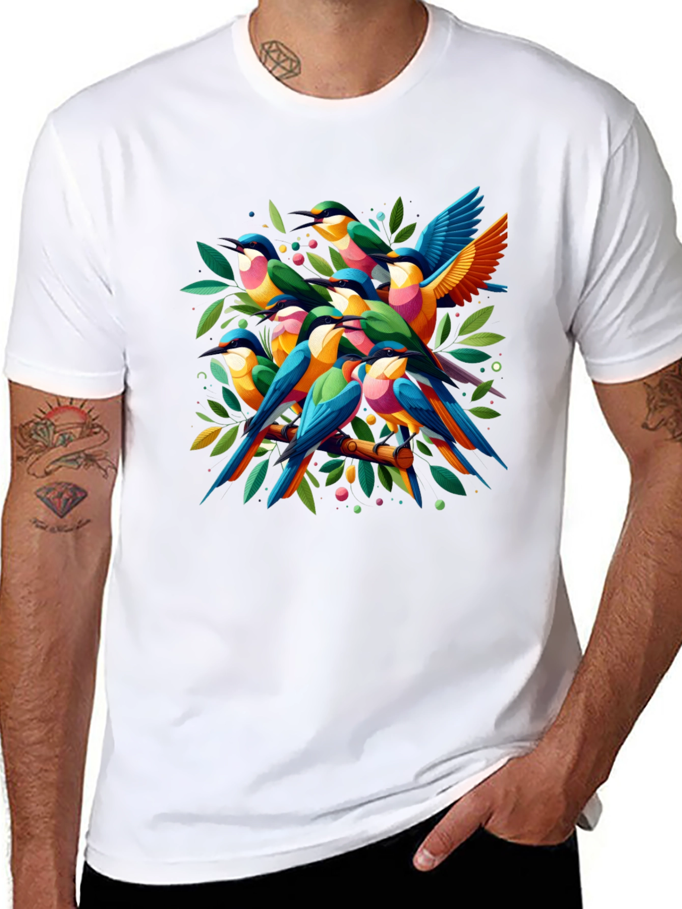 Vibrant Bird Graphic Tee - Nature Lovers T-Shirt