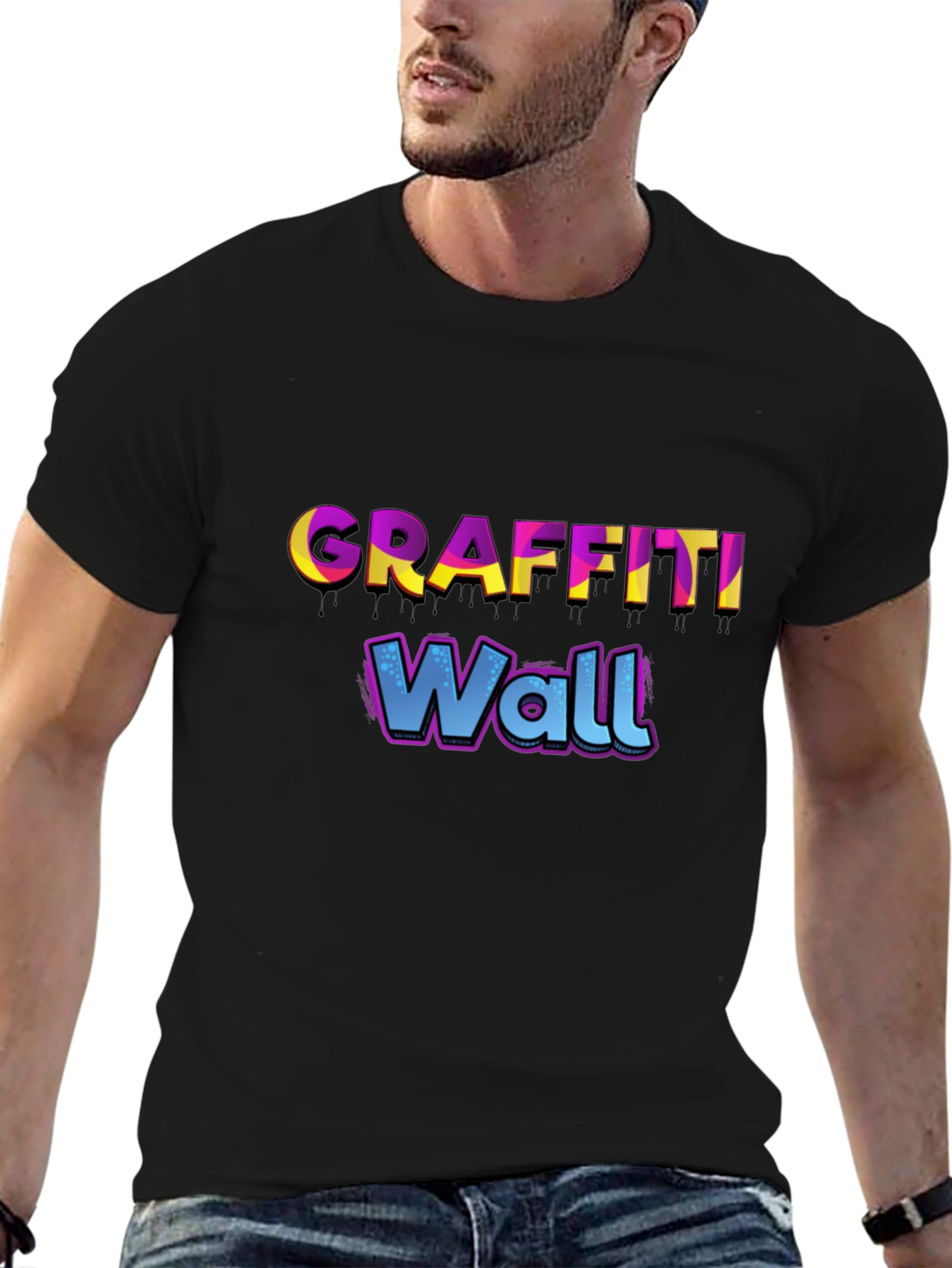 Graffiti Wall Graphic Tee - Urban Style