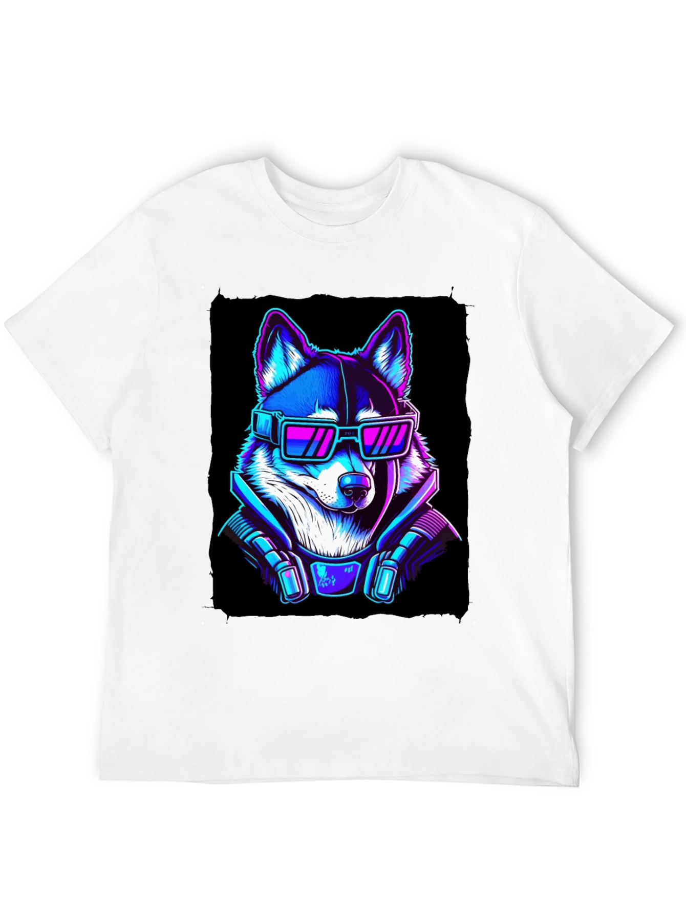 Cyberpunk Dog T-Shirt - Neon Style