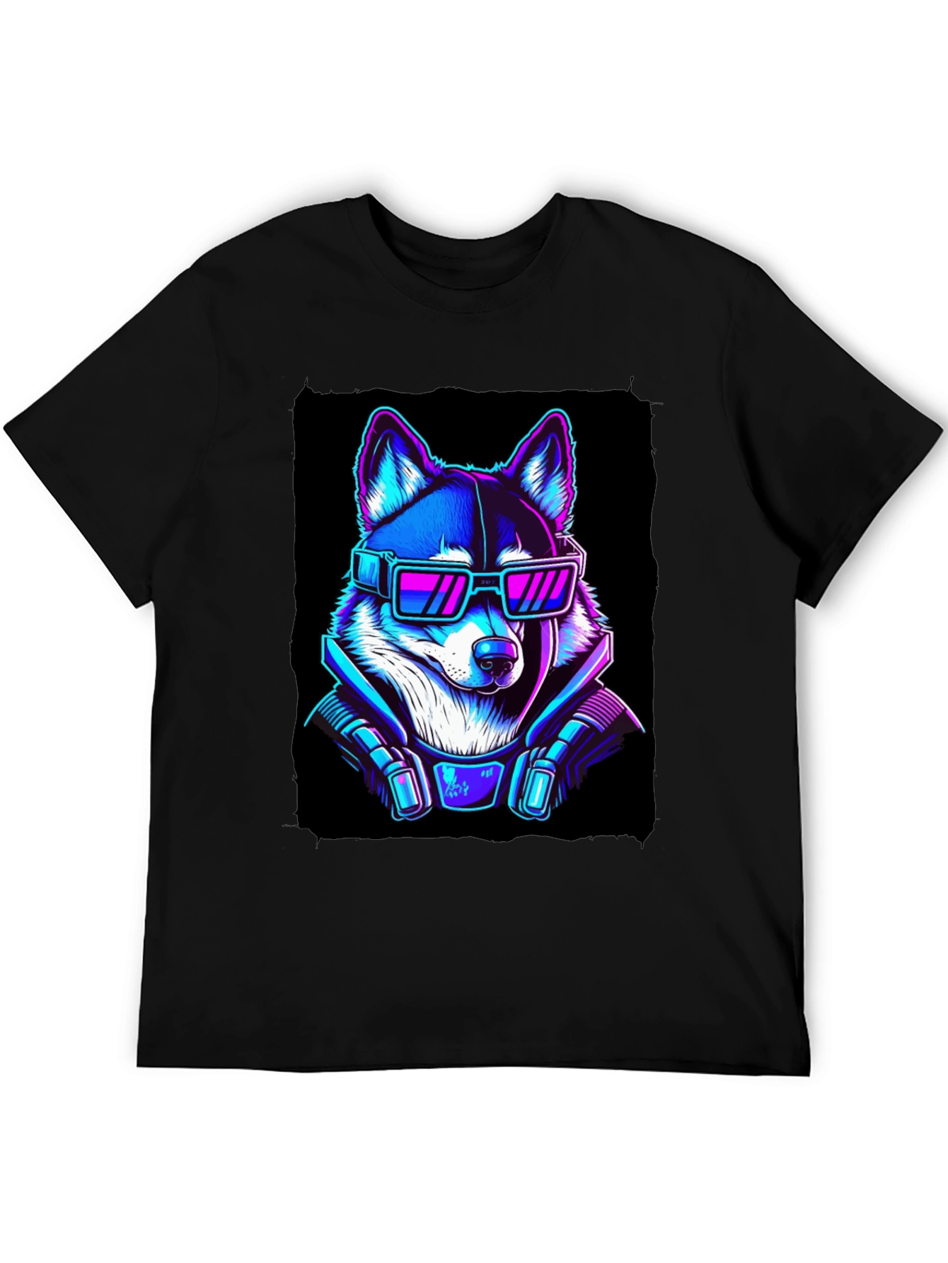 Cyberpunk Dog T-Shirt - Neon Style