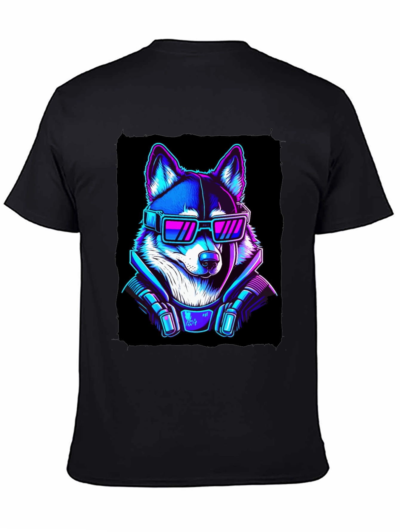 Cyberpunk Dog T-Shirt - Neon Style