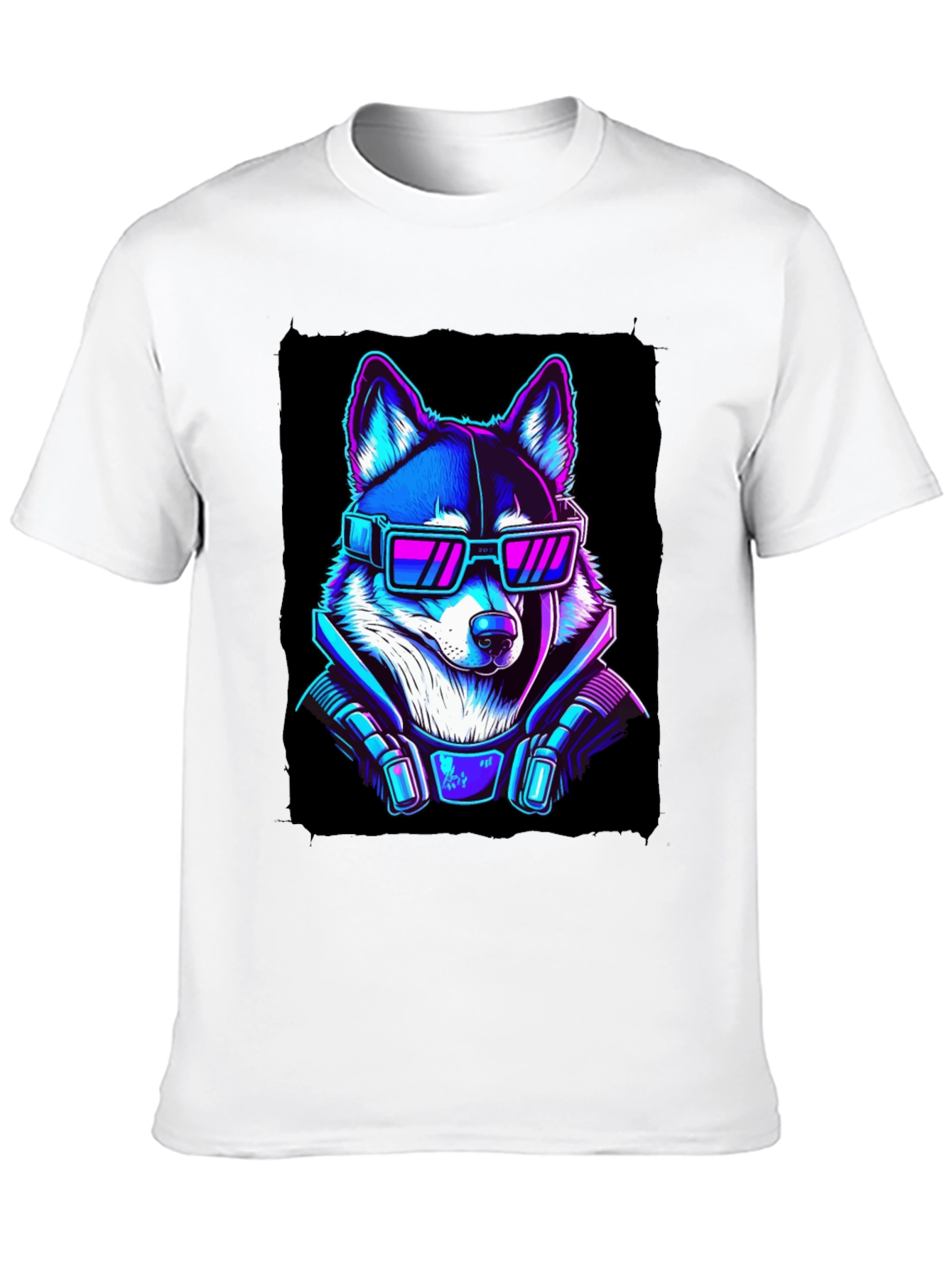 Cyberpunk Dog T-Shirt - Neon Style
