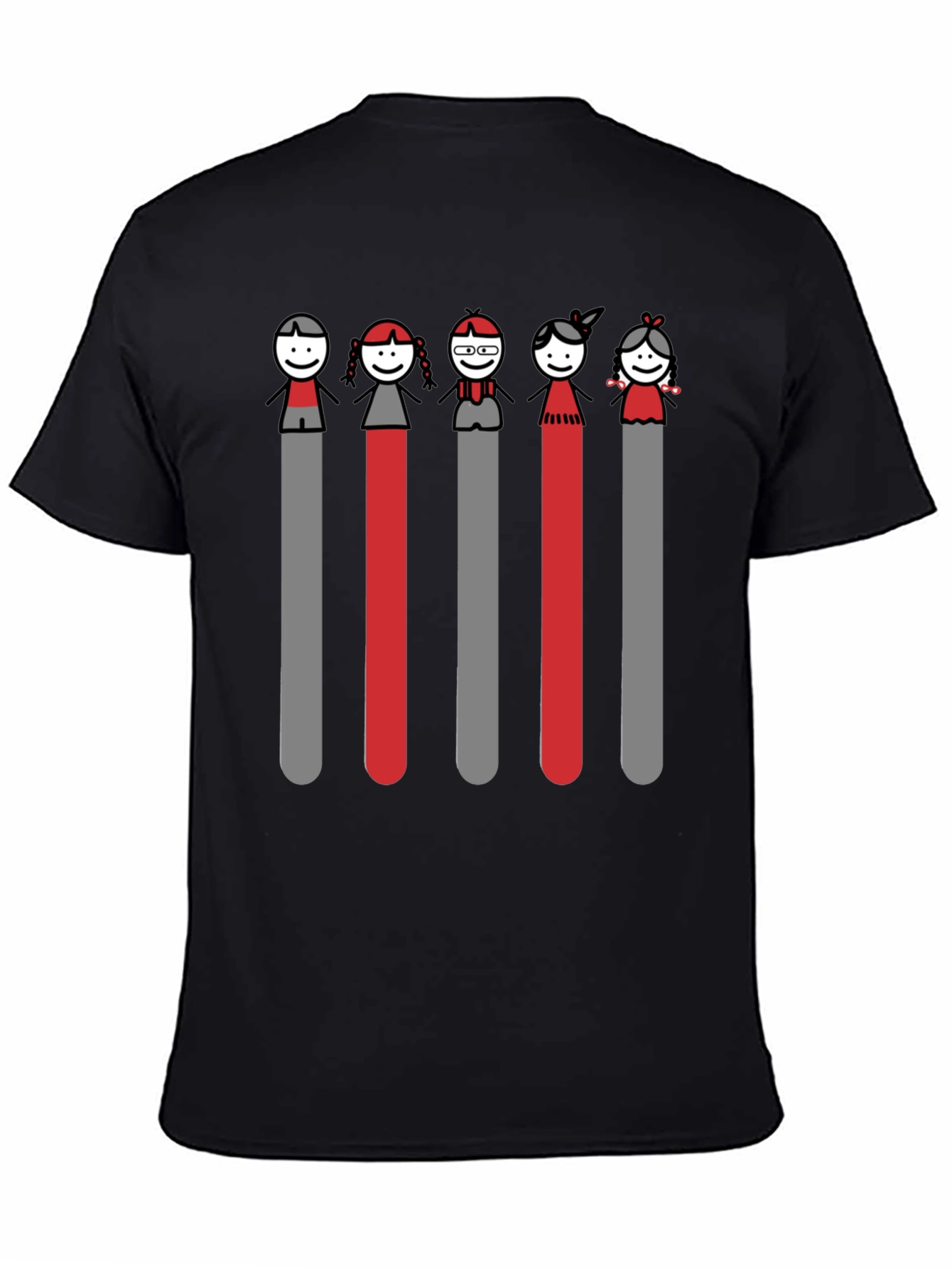 Stick Figure Family Black T-Shirt