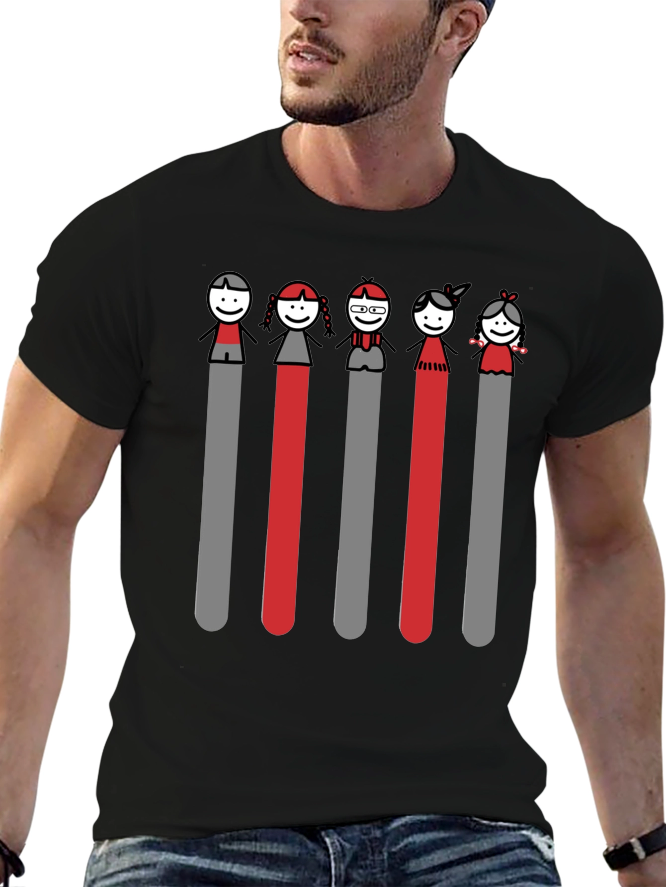 Stick Figure Family Black T-Shirt