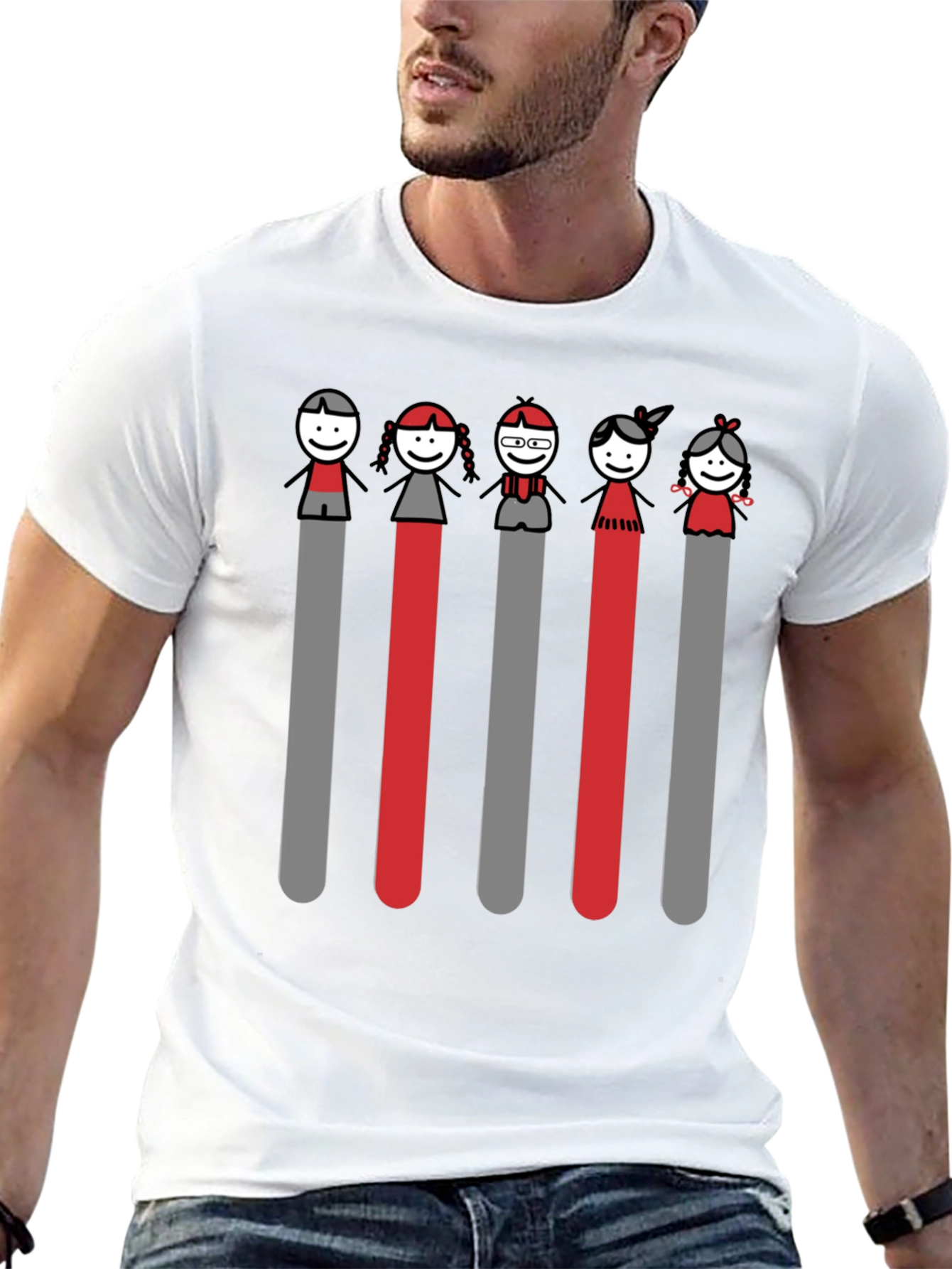 Stick Figure Family Black T-Shirt